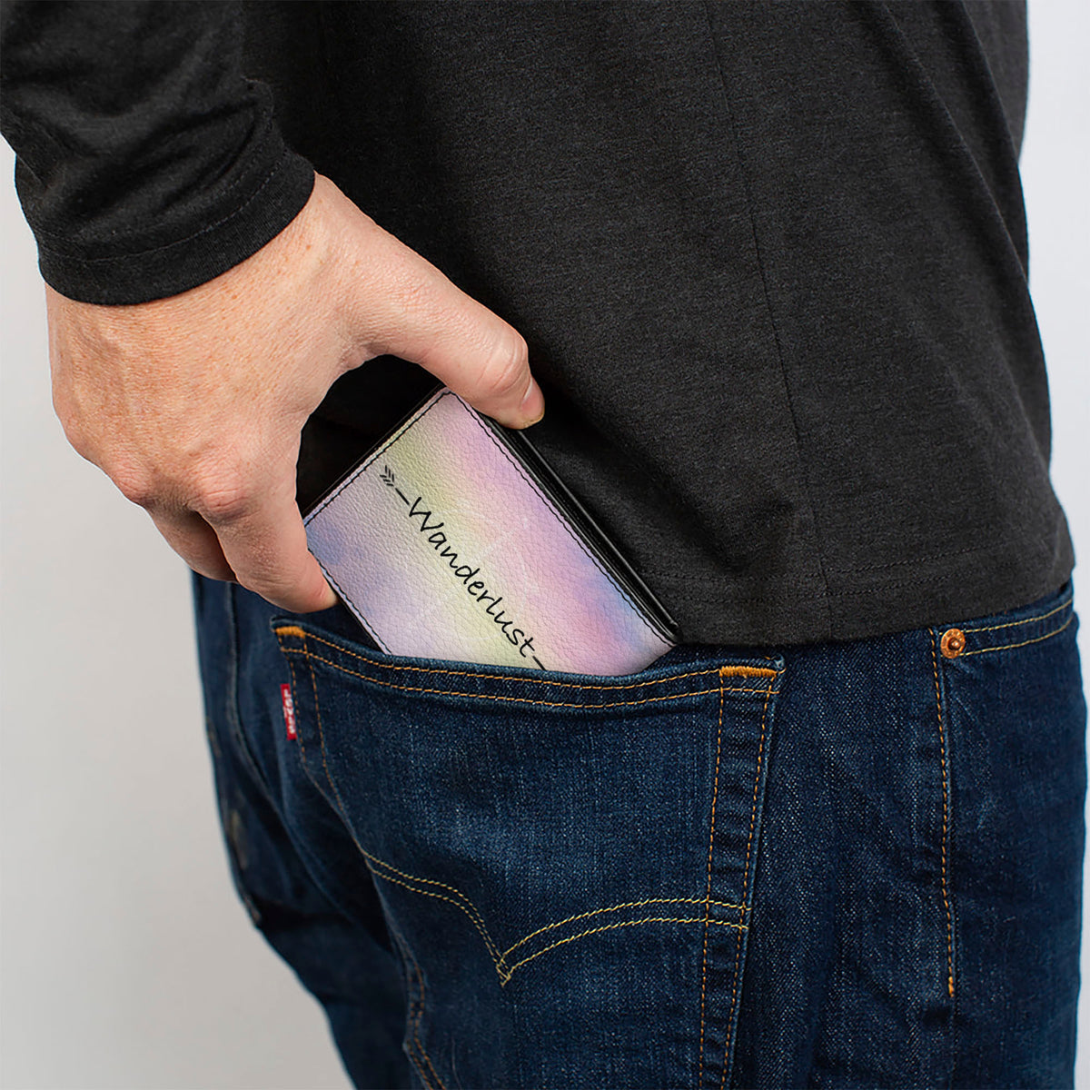 Bi-Fold Wallet - WANDERLUST/Compass Multi Pastel Fade/White/Black Bi-Fold Wallets Buckle-Down