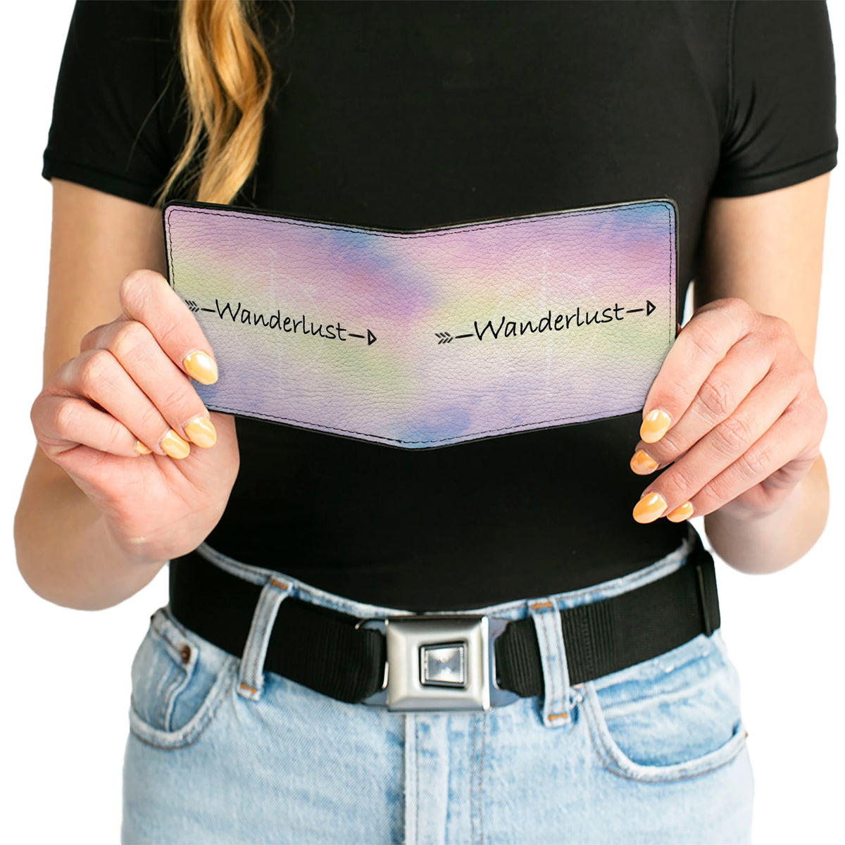 Bi-Fold Wallet - WANDERLUST/Compass Multi Pastel Fade/White/Black Bi-Fold Wallets Buckle-Down