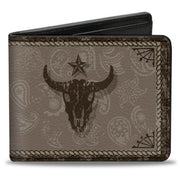 Bi-Fold Wallet - Western COWBOY Icons Collage Tan Browns Bi-Fold Wallets Buckle-Down