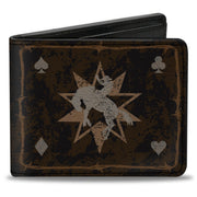 Bi-Fold Wallet - Western NO GUTS NO GLORY Skull and Crossbones Browns Gray Bi-Fold Wallets Buckle-Down