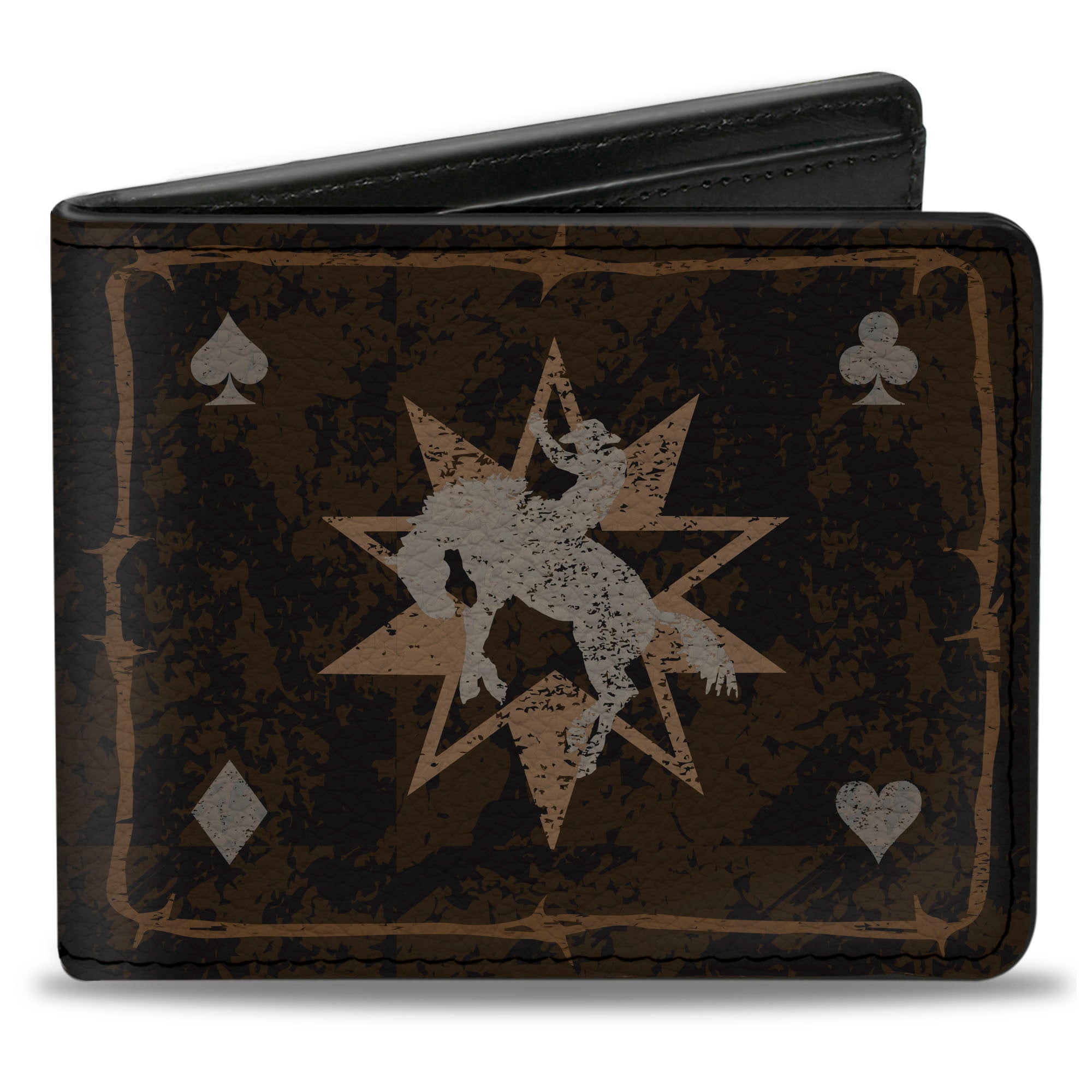Bi-Fold Wallet - Western NO GUTS NO GLORY Skull and Crossbones Browns Gray Bi-Fold Wallets Buckle-Down