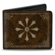Bi-Fold Wallet - Western WHISKEY Star with Text Shadow Repeat Browns Tan Bi-Fold Wallets Buckle-Down
