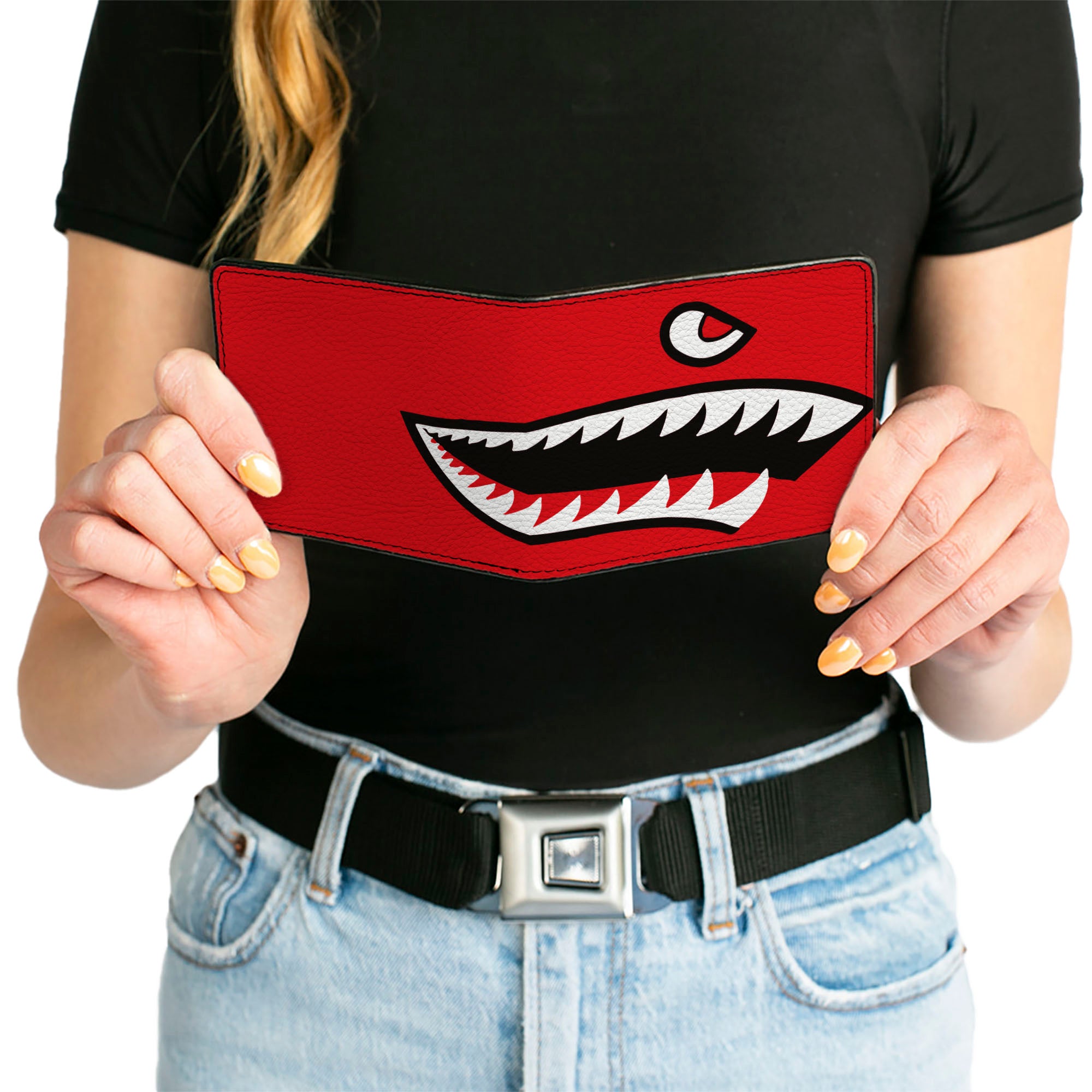 Bi-Fold Wallet - Warhawk Shark Face Red Bi-Fold Wallets Buckle-Down