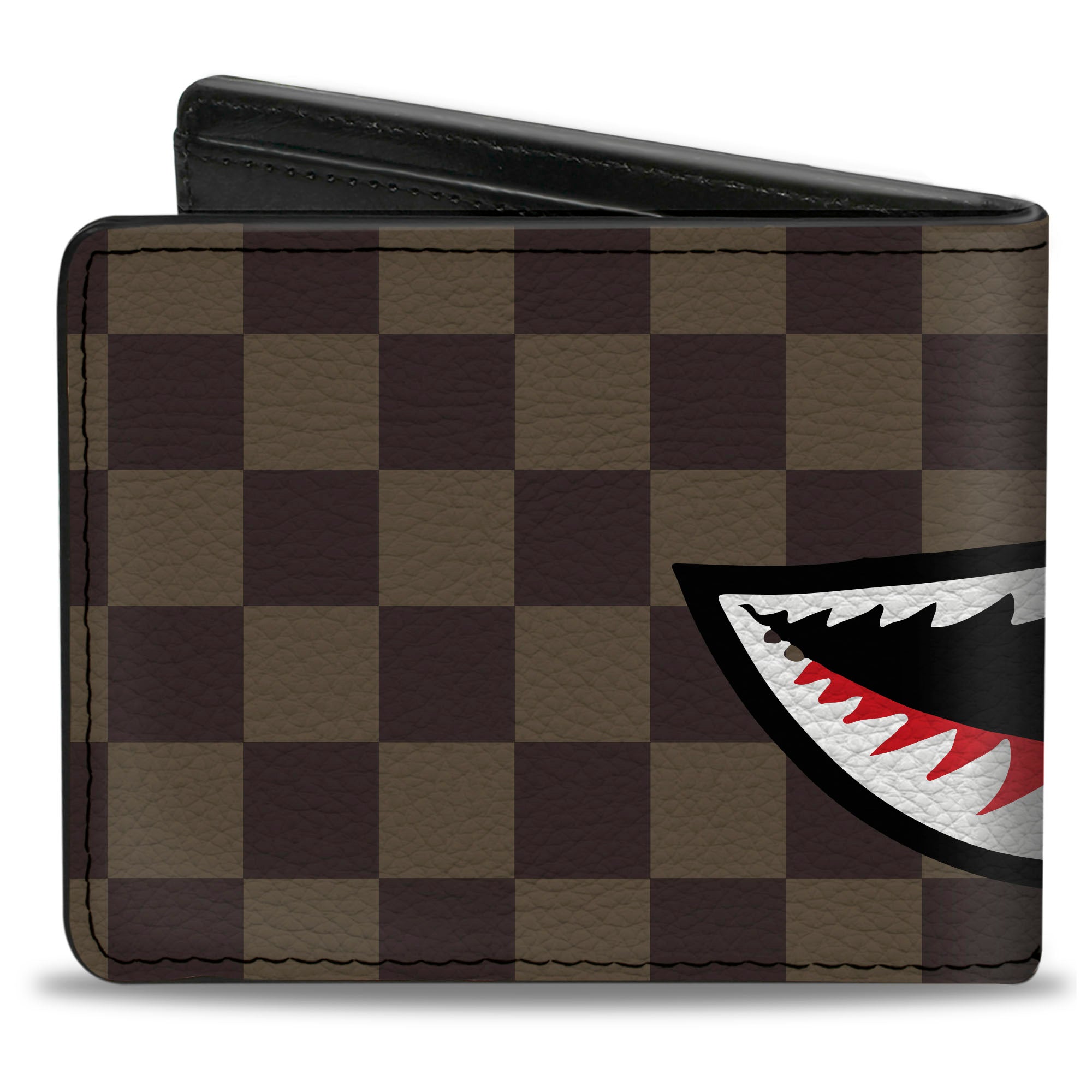 Bi-Fold Wallet - Warhawk Shark Face Checker Browns Bi-Fold Wallets Buckle-Down