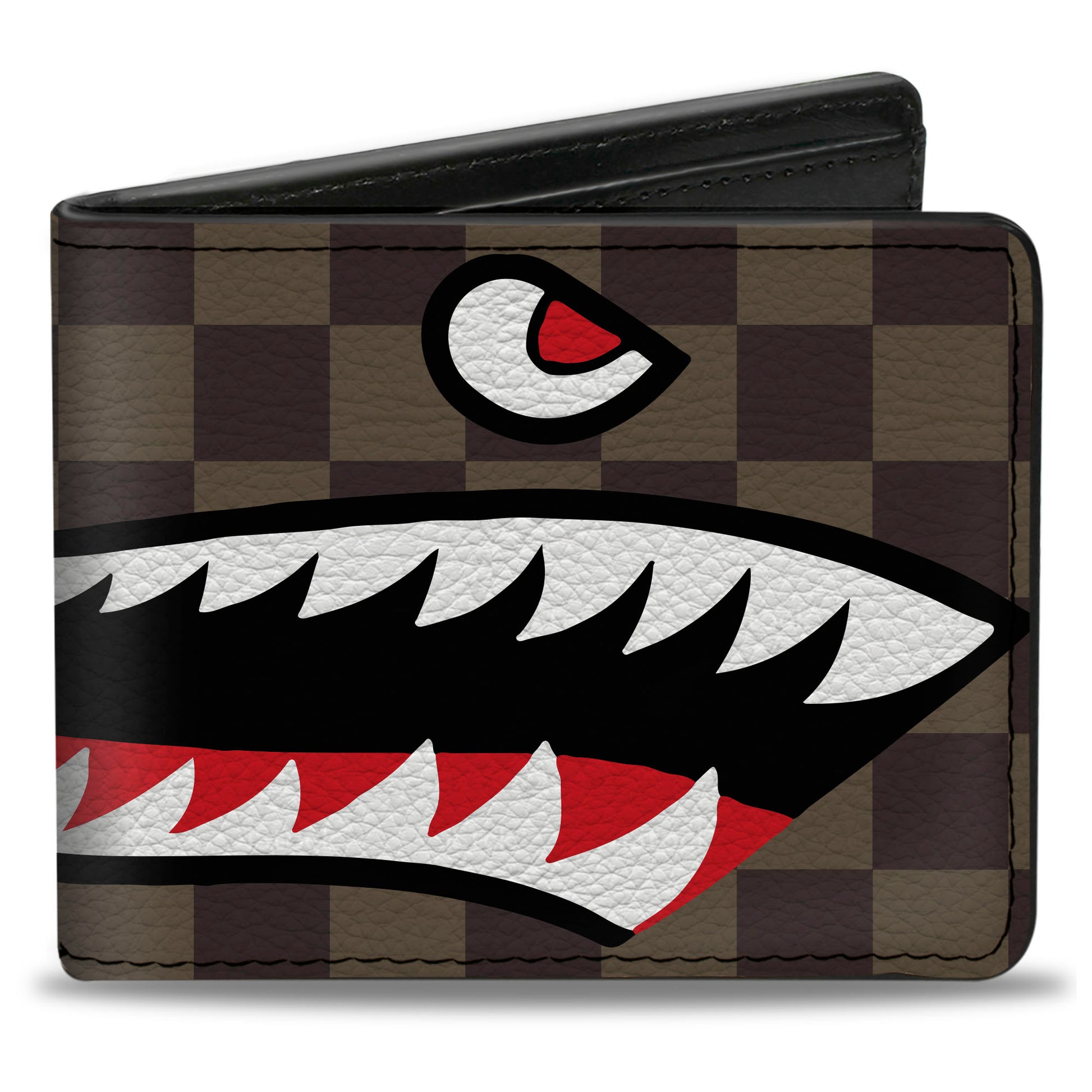 Bi-Fold Wallet - Warhawk Shark Face Checker Browns Bi-Fold Wallets Buckle-Down