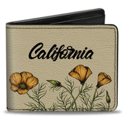 Bi-Fold Wallet - CALIFORNIA Poppy and Script Beige Bi-Fold Wallets Buckle-Down