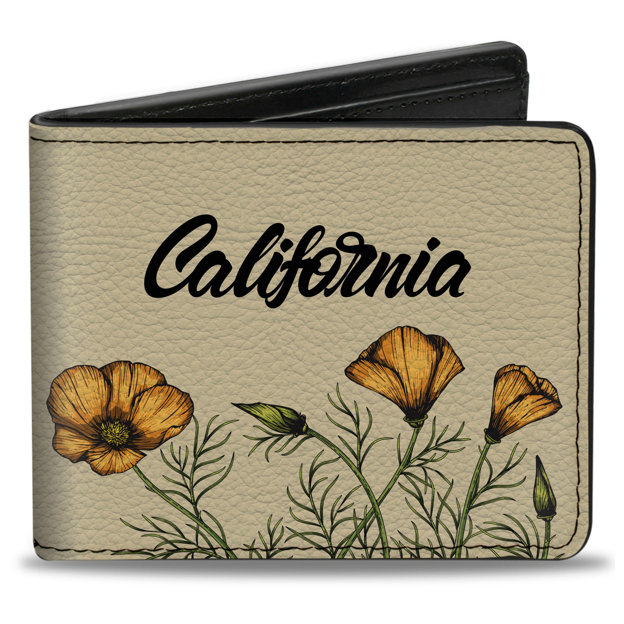 Bi-Fold Wallet - CALIFORNIA Poppy and Script Beige Bi-Fold Wallets Buckle-Down