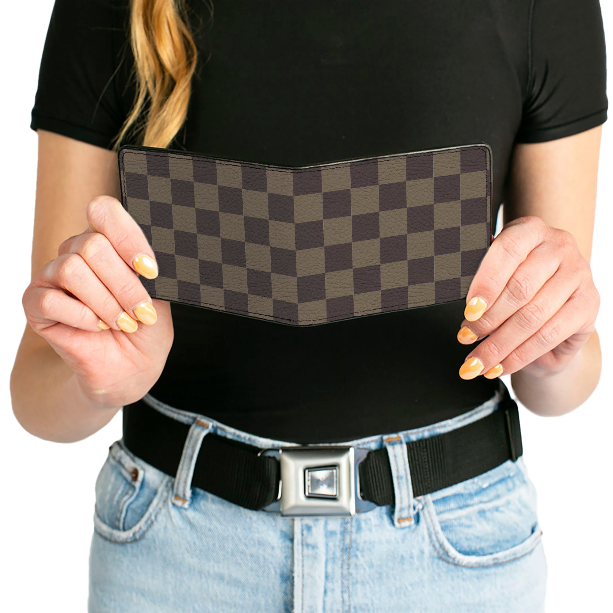 Bi-Fold Wallet - Checker Browns Bi-Fold Wallets Buckle-Down
