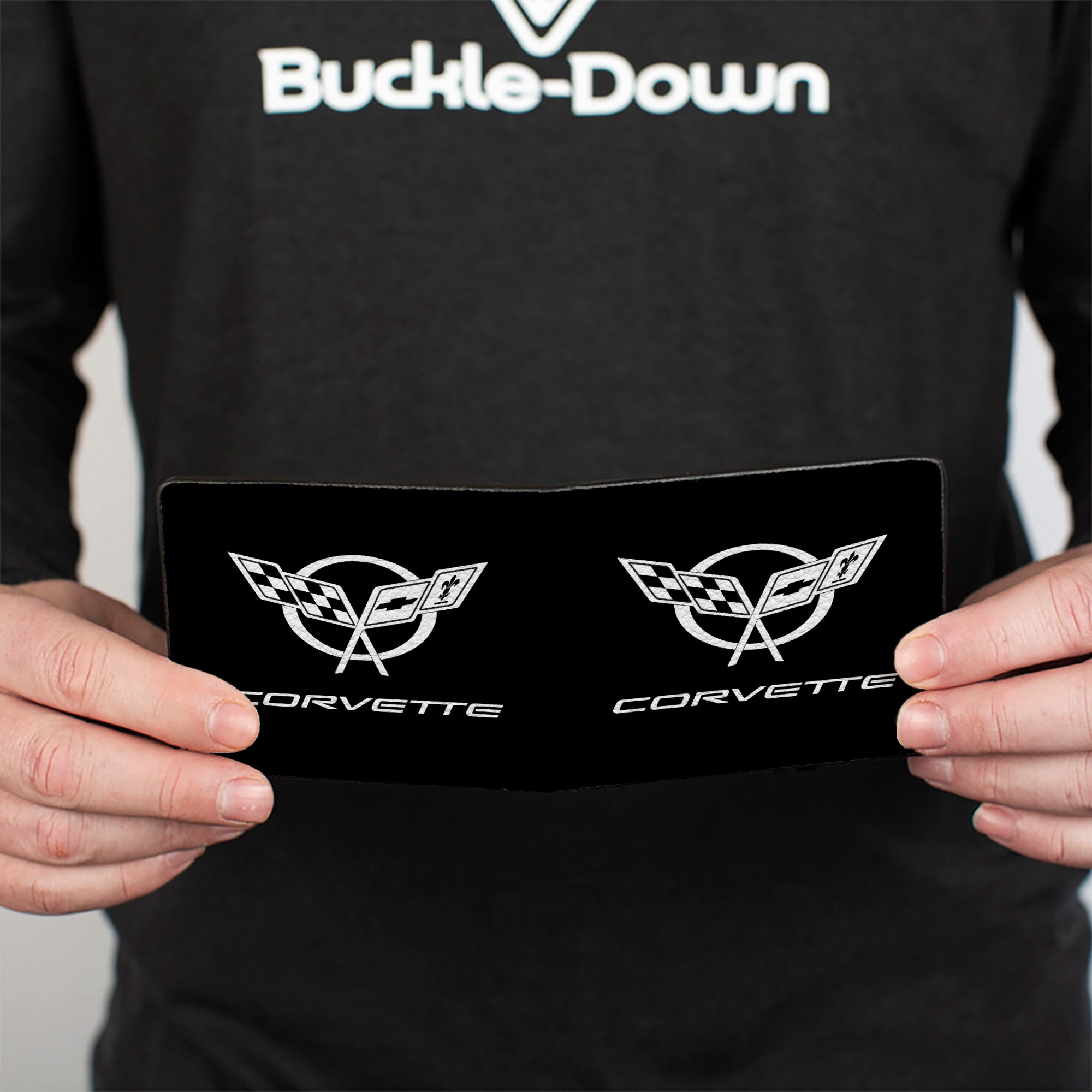 Bi-Fold Wallet - Corvette Black Silver CENTERED Bi-Fold Wallets GM General Motors