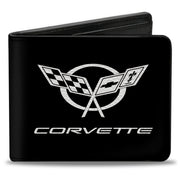 Bi-Fold Wallet - Corvette Black Silver CENTERED Bi-Fold Wallets GM General Motors