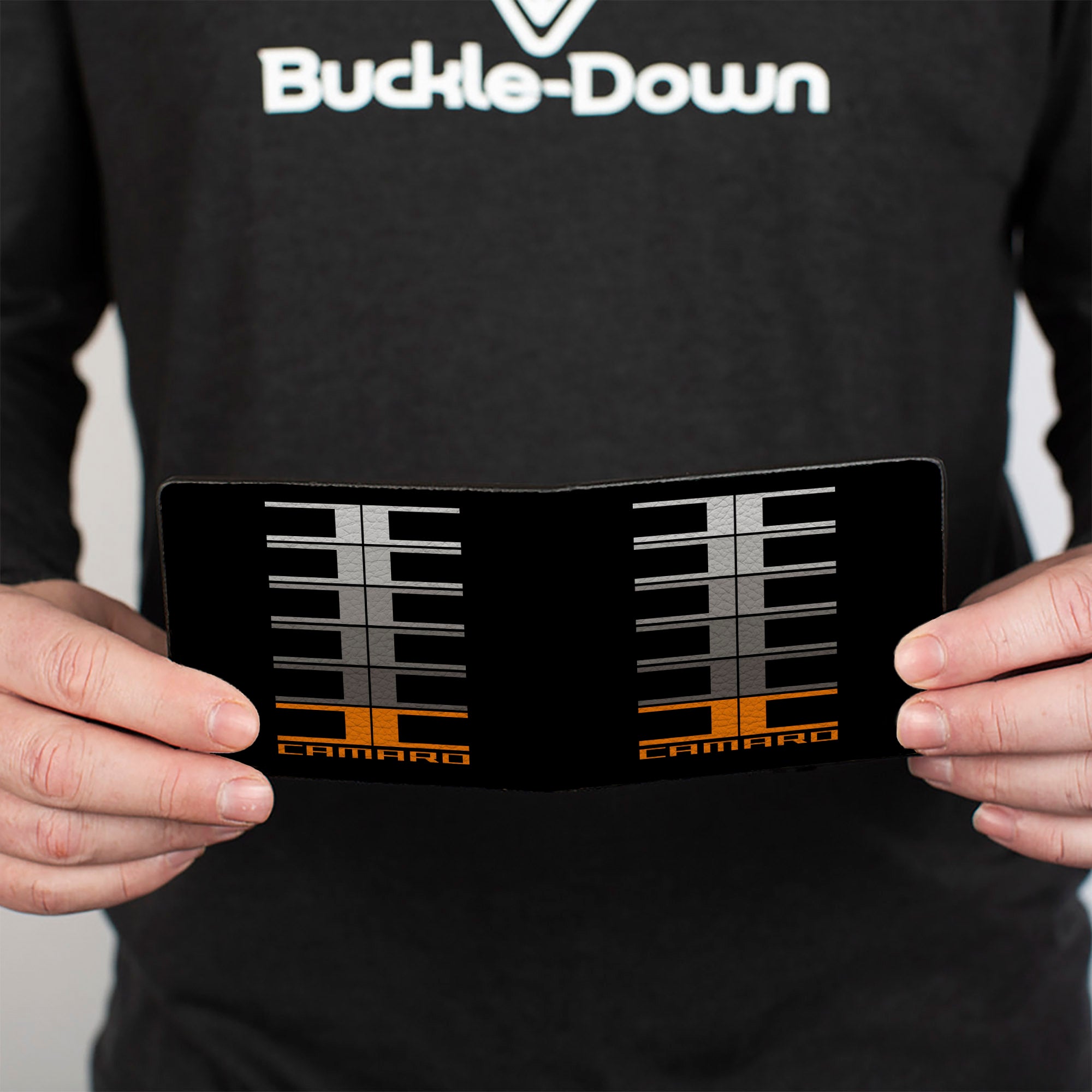 Bi-Fold Wallet - Camaro Performance 01 CAMARO w Large C Black Gray Orange Bi-Fold Wallets GM General Motors