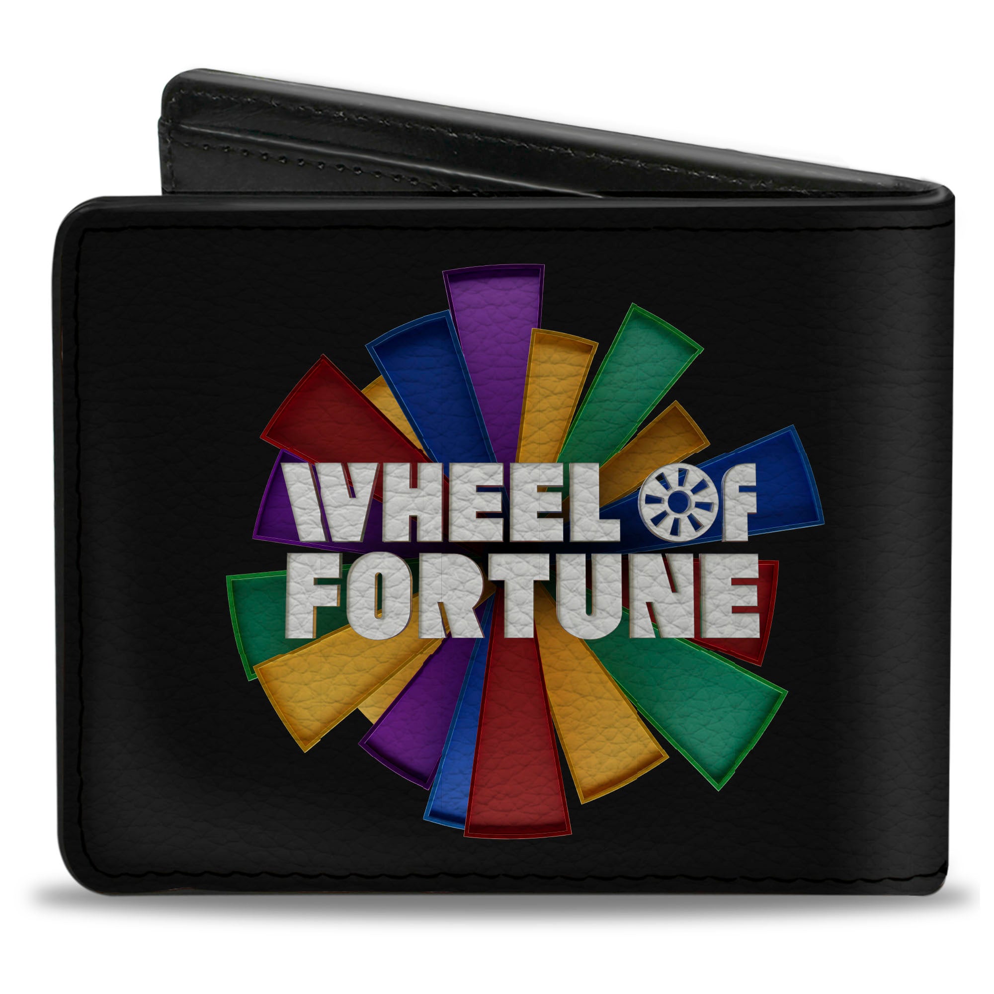 Bi-Fold Wallet - WHEEL OF FORTUNE Logo and Text Black/Multi Color/White Bi-Fold Wallets Wheel of Fortune