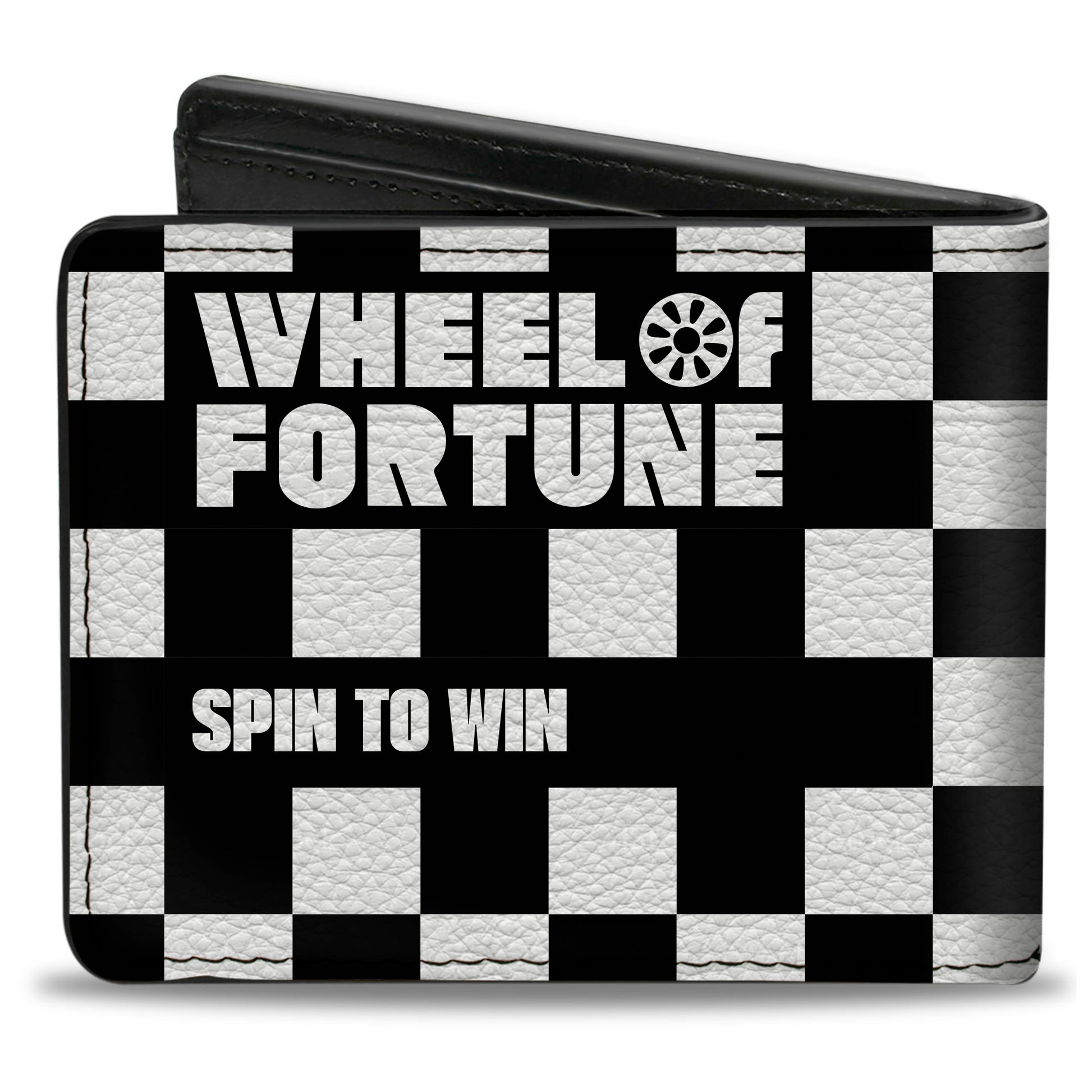 Bi-Fold Wallet - WHEEL OF FORTUNE SPIN TO WIN Checker Black/White/Multi Color Bi-Fold Wallets Wheel of Fortune