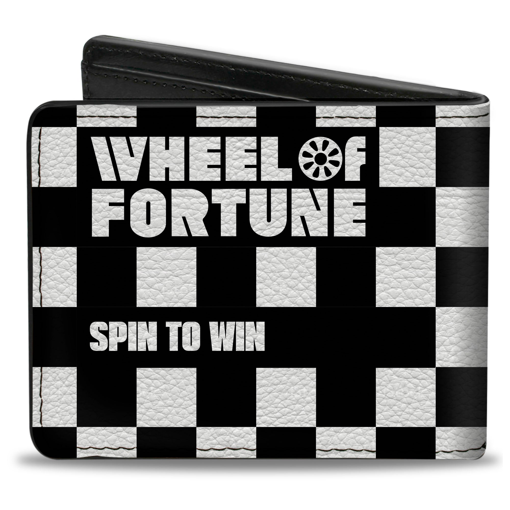 Bi-Fold Wallet - WHEEL OF FORTUNE SPIN TO WIN Checker Black/White/Multi Color Bi-Fold Wallets Wheel of Fortune