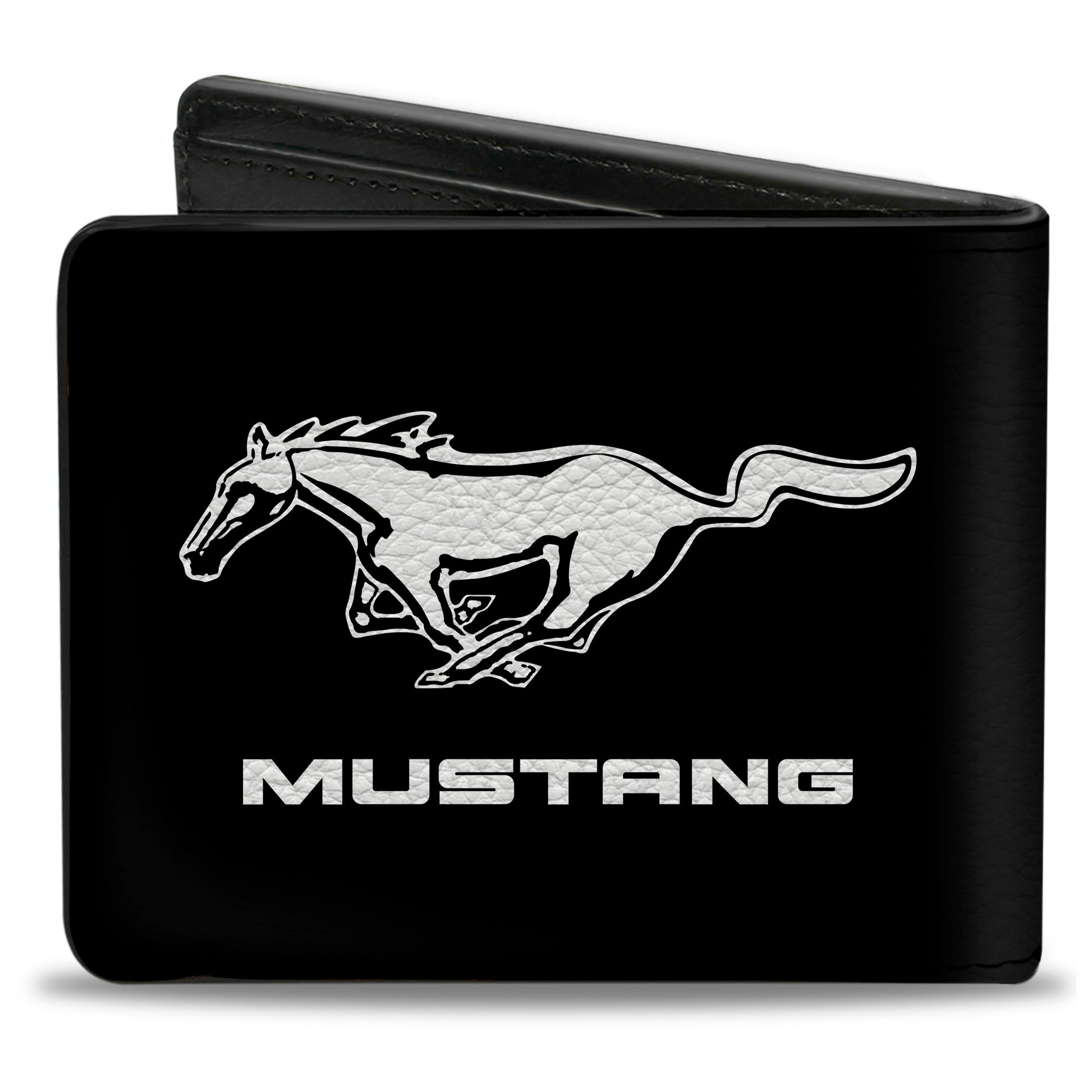 Bi-Fold Wallet - Ford Mustang Black White Logo CENTERED Bi-Fold Wallets Ford