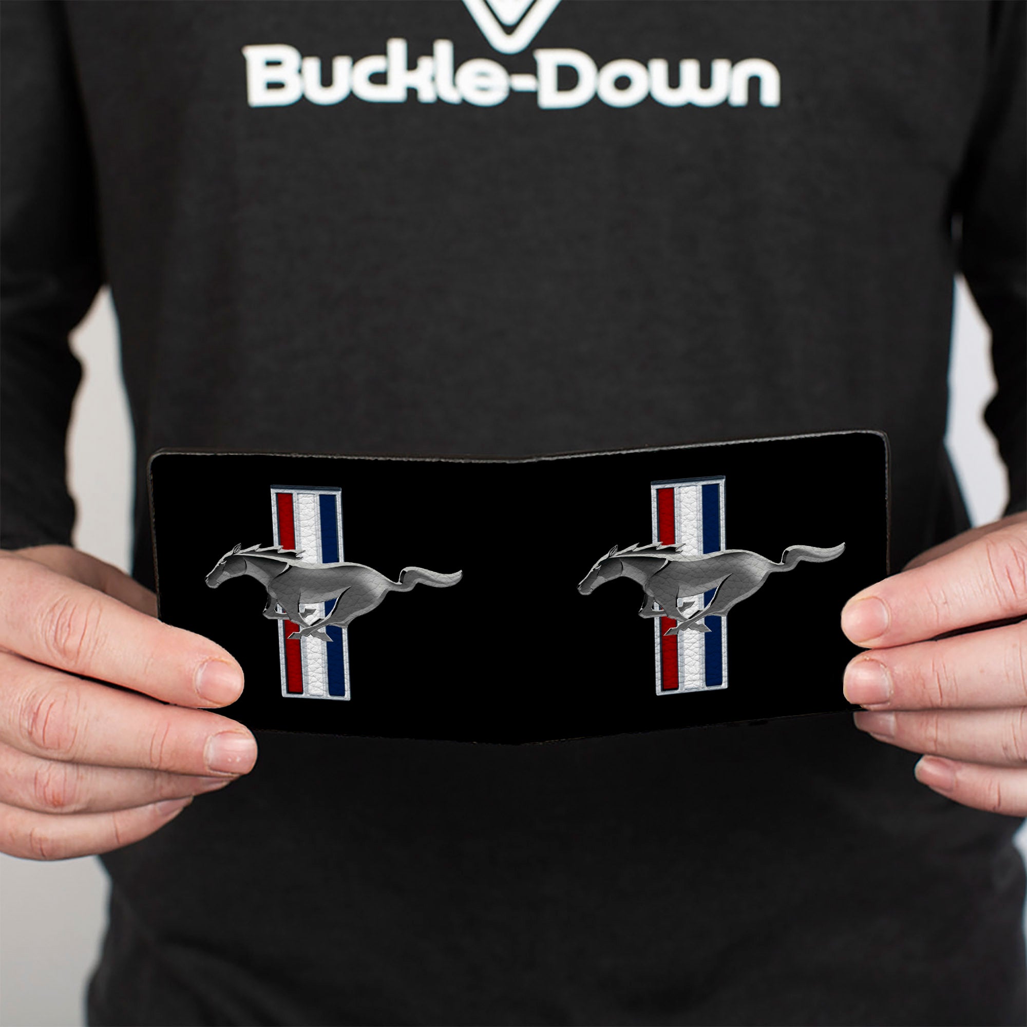 Bi-Fold Wallet - Ford Mustang w Bars Logo CENTERED Bi-Fold Wallets Ford