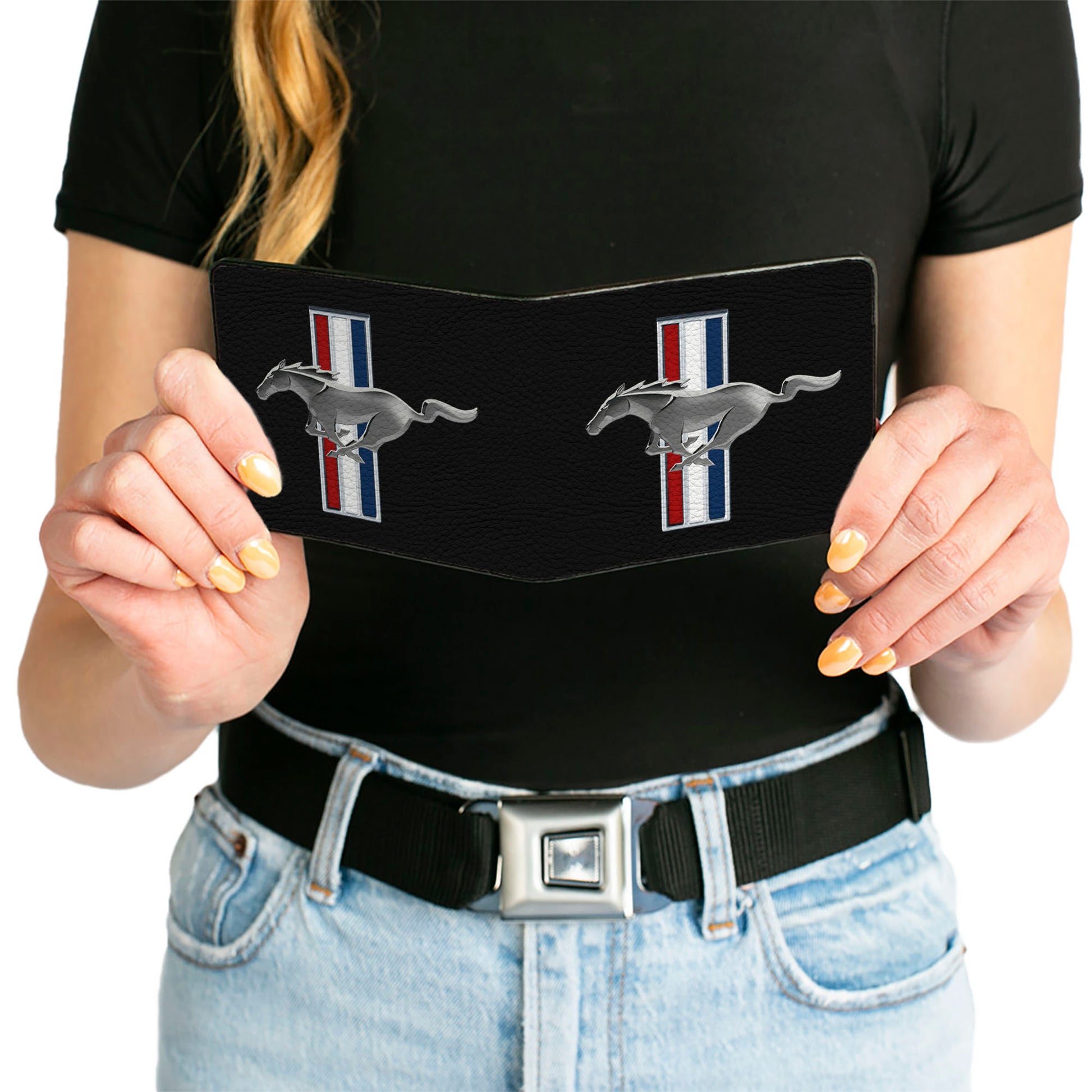 Bi-Fold Wallet - Ford Mustang w Bars Logo CENTERED Bi-Fold Wallets Ford