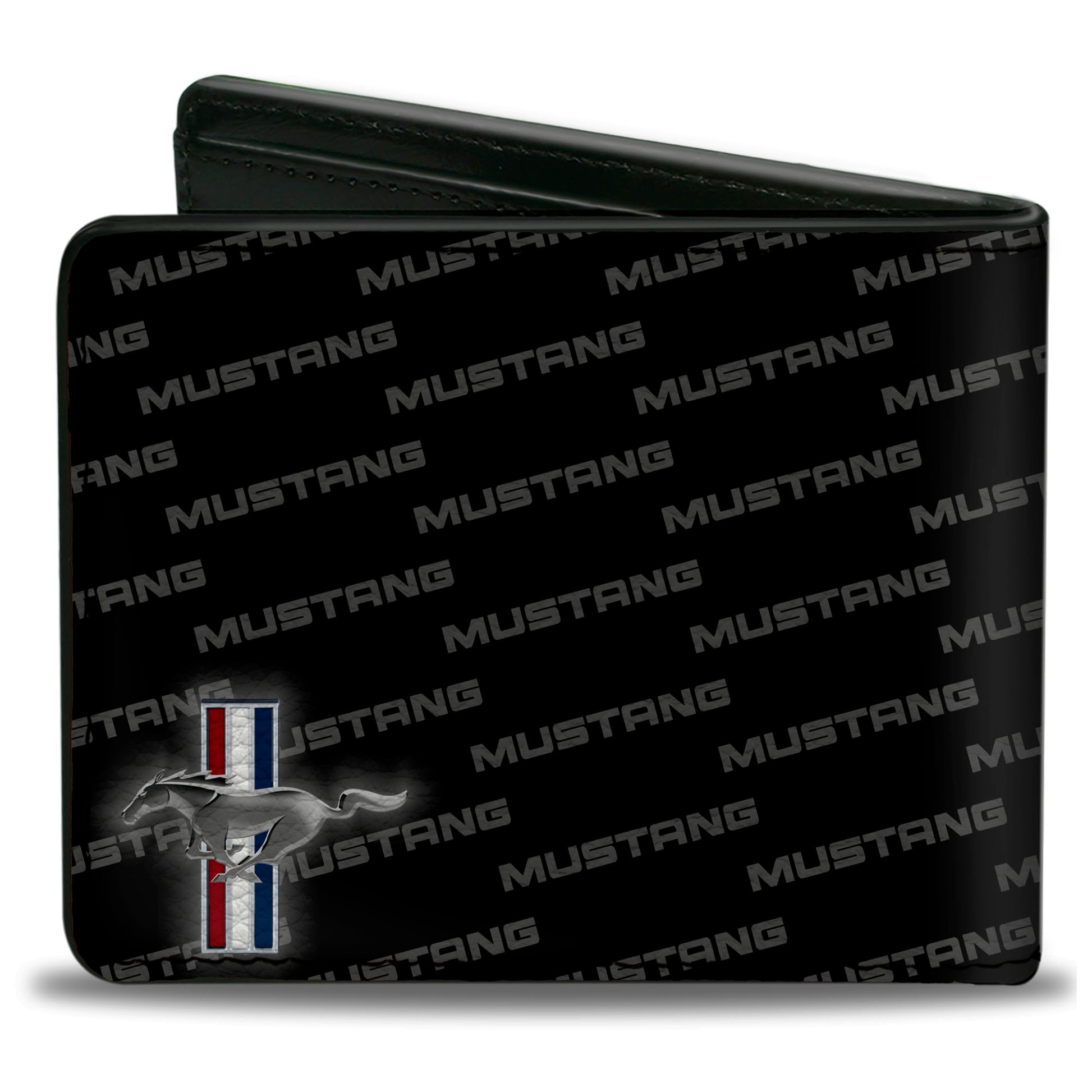 Bi-Fold Wallet - Ford Mustang w Bars CORNER w Text Bi-Fold Wallets Ford