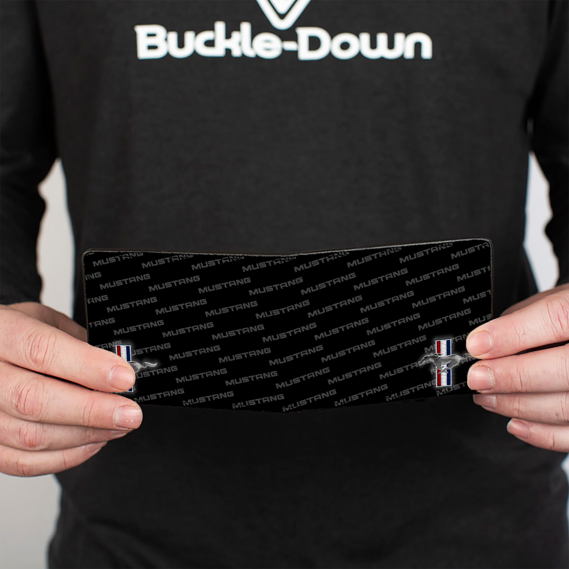Bi-Fold Wallet - Ford Mustang w Bars CORNER w Text Bi-Fold Wallets Ford