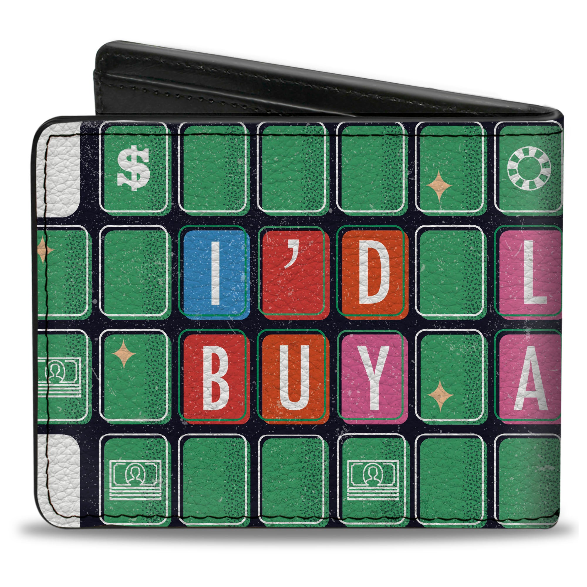 Bi-Fold Wallet - WHEEL OF FORTUNE I'D LIKE TO BUY A VOWEL Puzzle Bi-Fold Wallets Wheel of Fortune