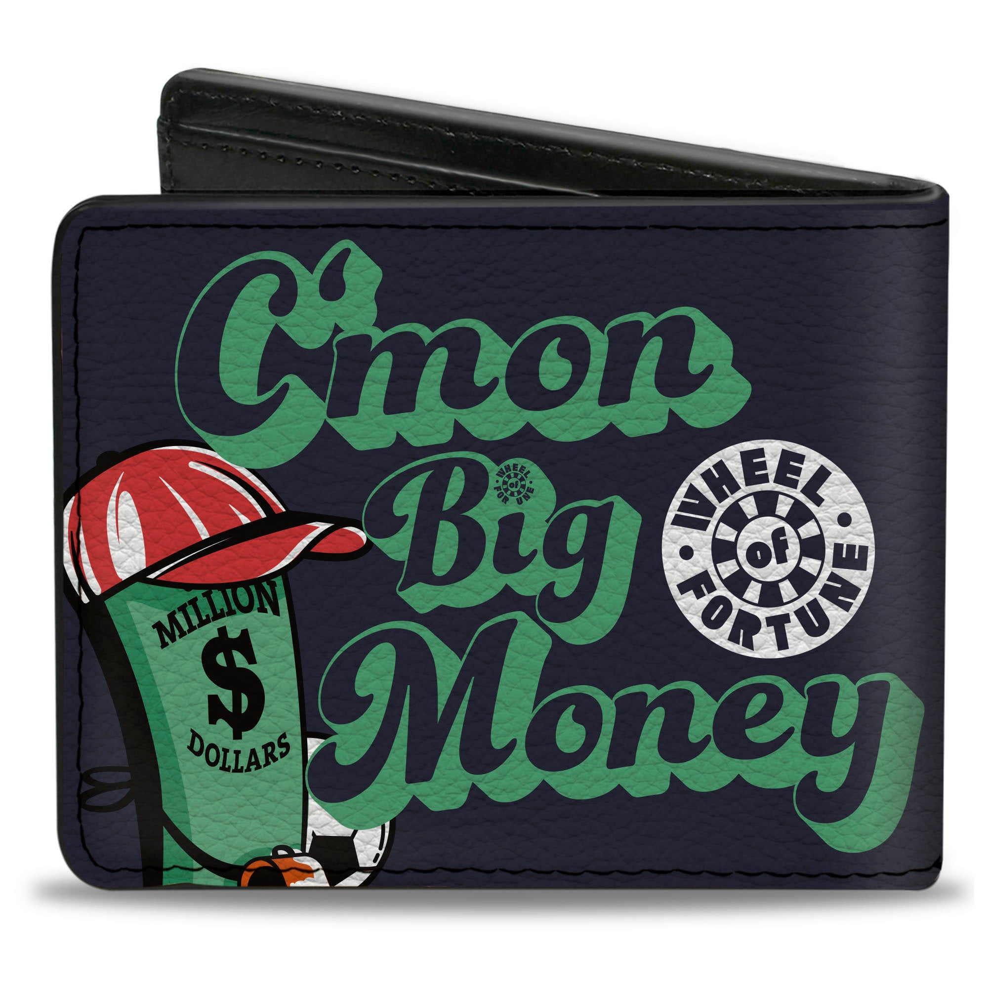 Bi-Fold Wallet - WHEEL OF FORTUNE C'MON BIG MONEY Wegde Black/White/Multi Color Bi-Fold Wallets Wheel of Fortune