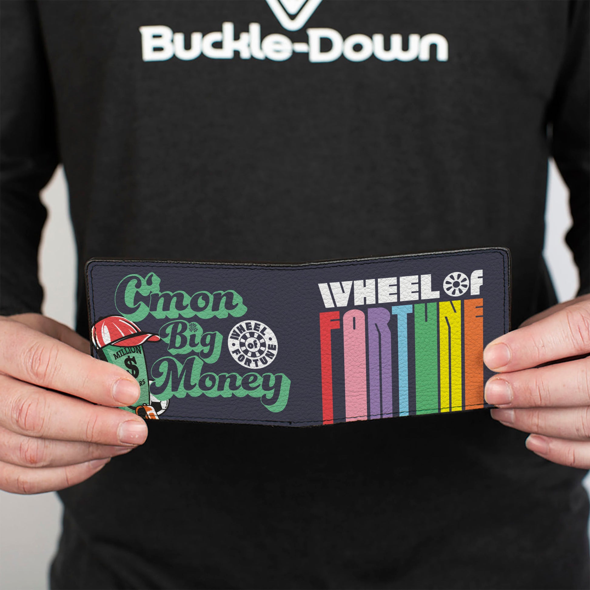 Bi-Fold Wallet - WHEEL OF FORTUNE C'MON BIG MONEY Wegde Black/White/Multi Color Bi-Fold Wallets Wheel of Fortune