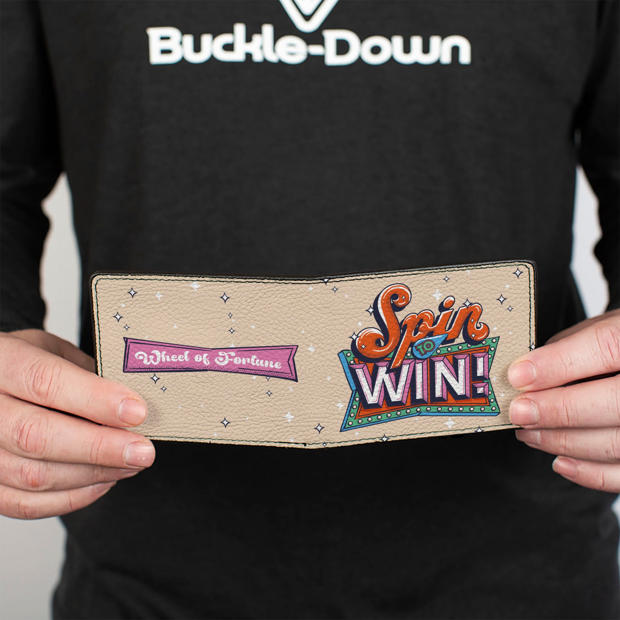 Bi-Fold Wallet - WHEEL OF FORTUNE Retro SPIN TO WIN Beige/Multi Color Bi-Fold Wallets Wheel of Fortune