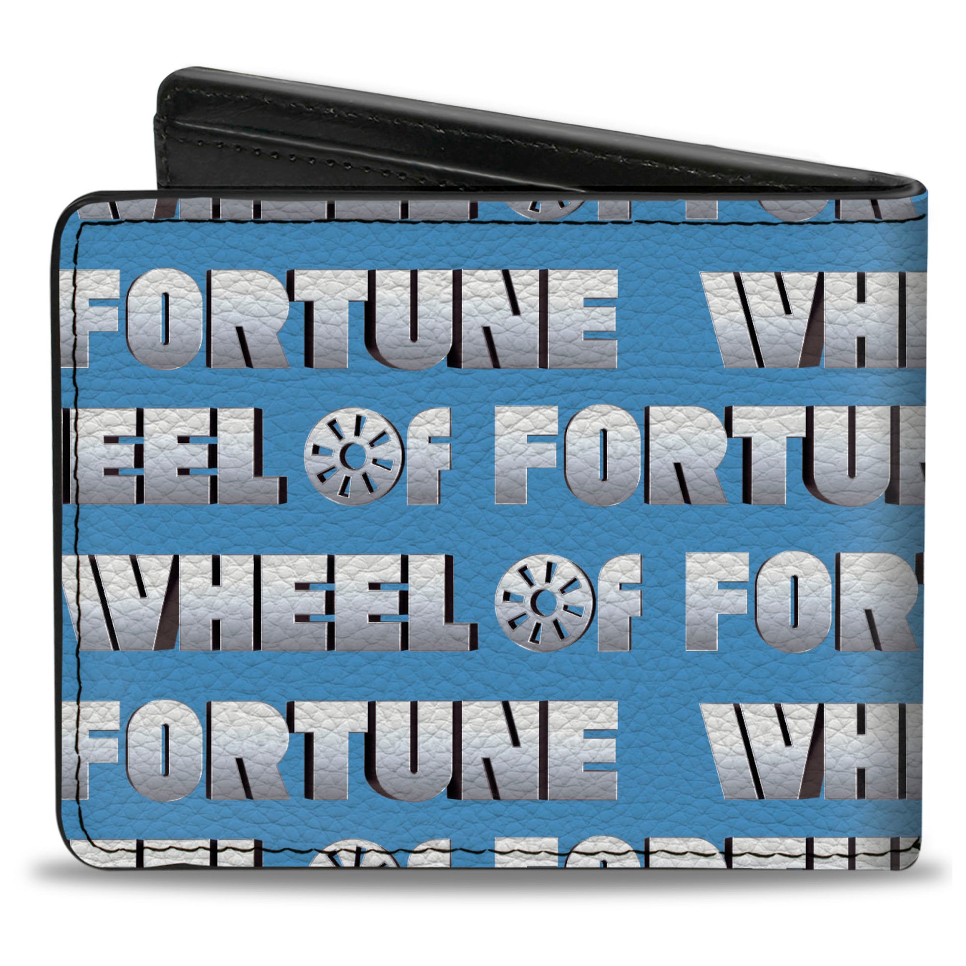 Bi-Fold Wallet - WHEEL OF FORTUNE Text Repeat Blue/Grays Bi-Fold Wallets Wheel of Fortune