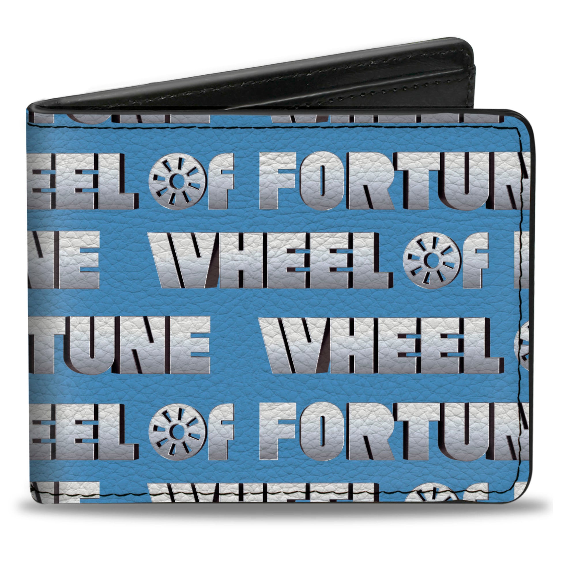 Bi-Fold Wallet - WHEEL OF FORTUNE Text Repeat Blue/Grays Bi-Fold Wallets Wheel of Fortune