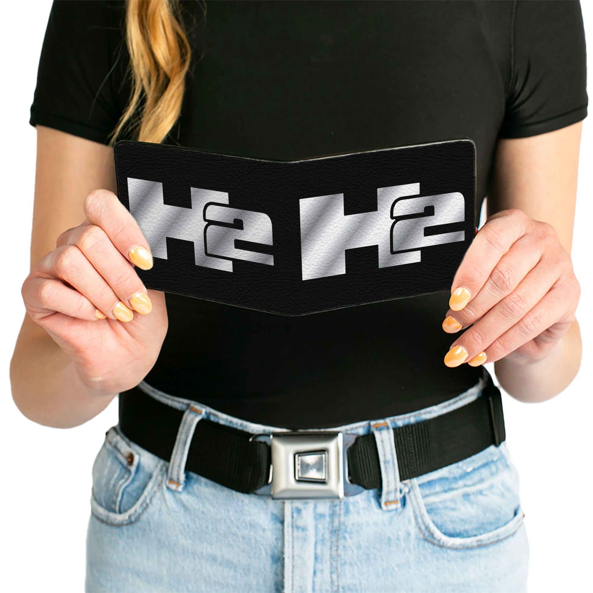 Bi-Fold Wallet - H2 Black Silver Logo CENTERED Bi-Fold Wallets GM General Motors