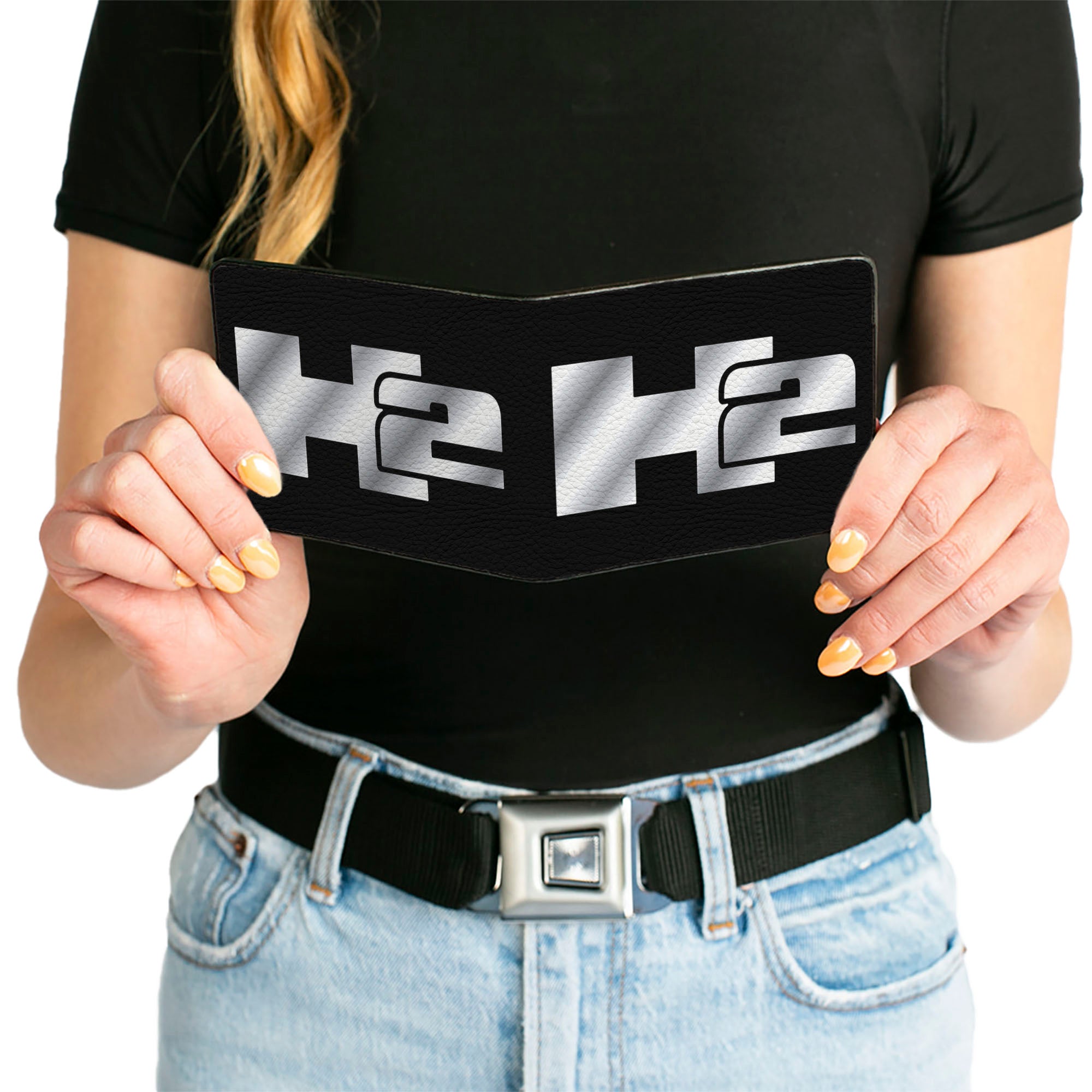 Bi-Fold Wallet - H2 Black Silver Logo CENTERED Bi-Fold Wallets GM General Motors