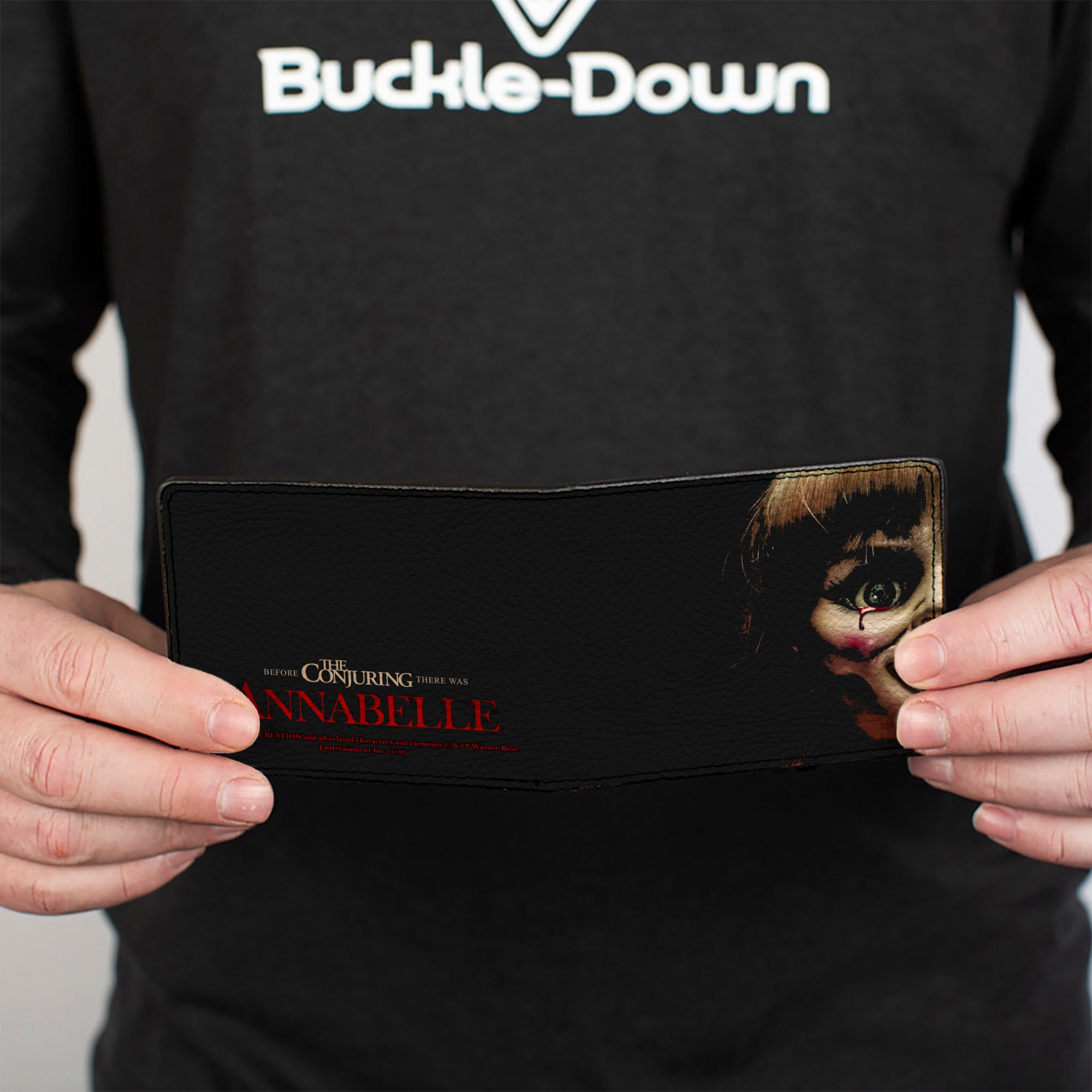 Bi-Fold Wallet - Annabelle Half Face + ANNABELLE Logo Black Tan Red Bi-Fold Wallets Annabelle