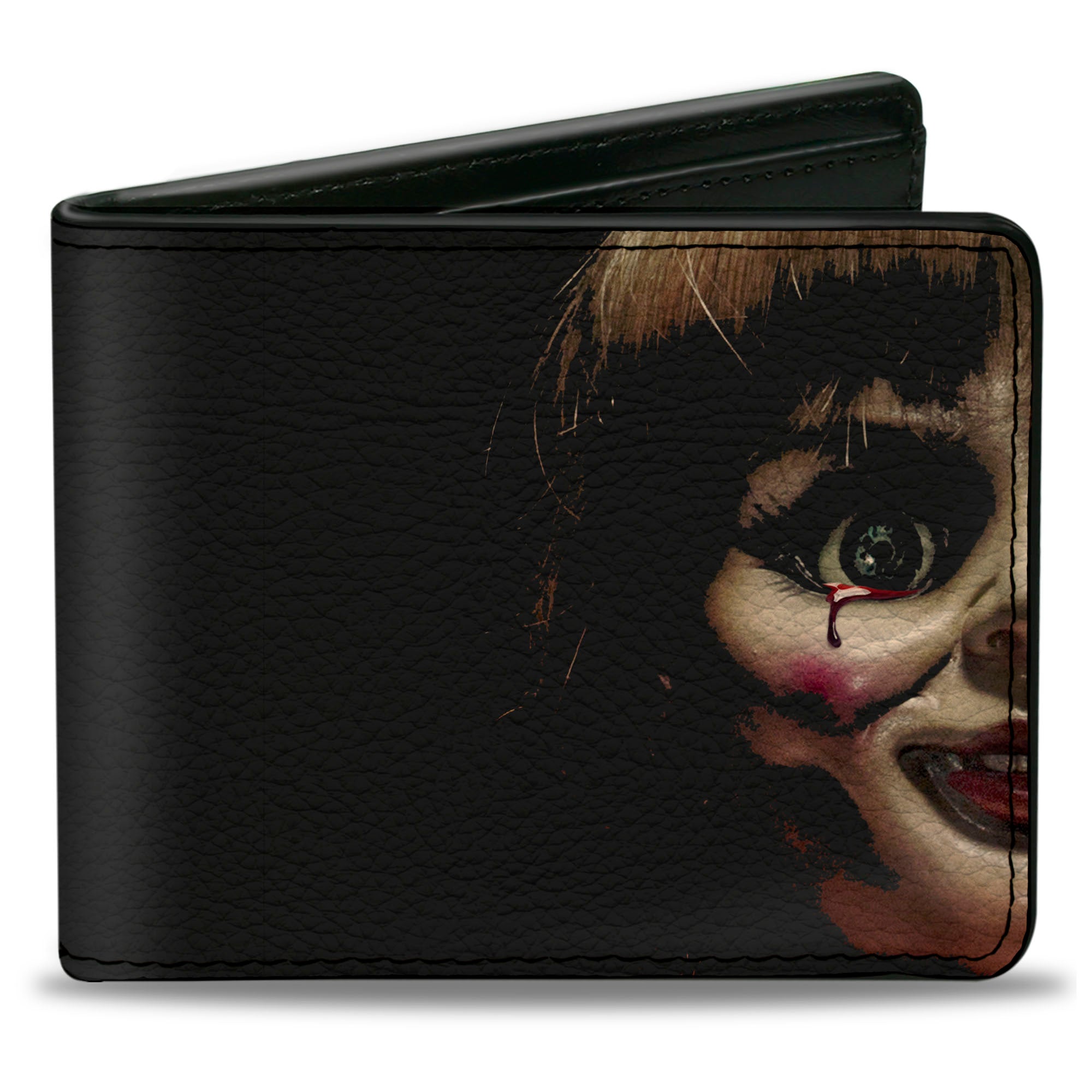 Bi-Fold Wallet - Annabelle Half Face + ANNABELLE Logo Black Tan Red Bi-Fold Wallets Annabelle