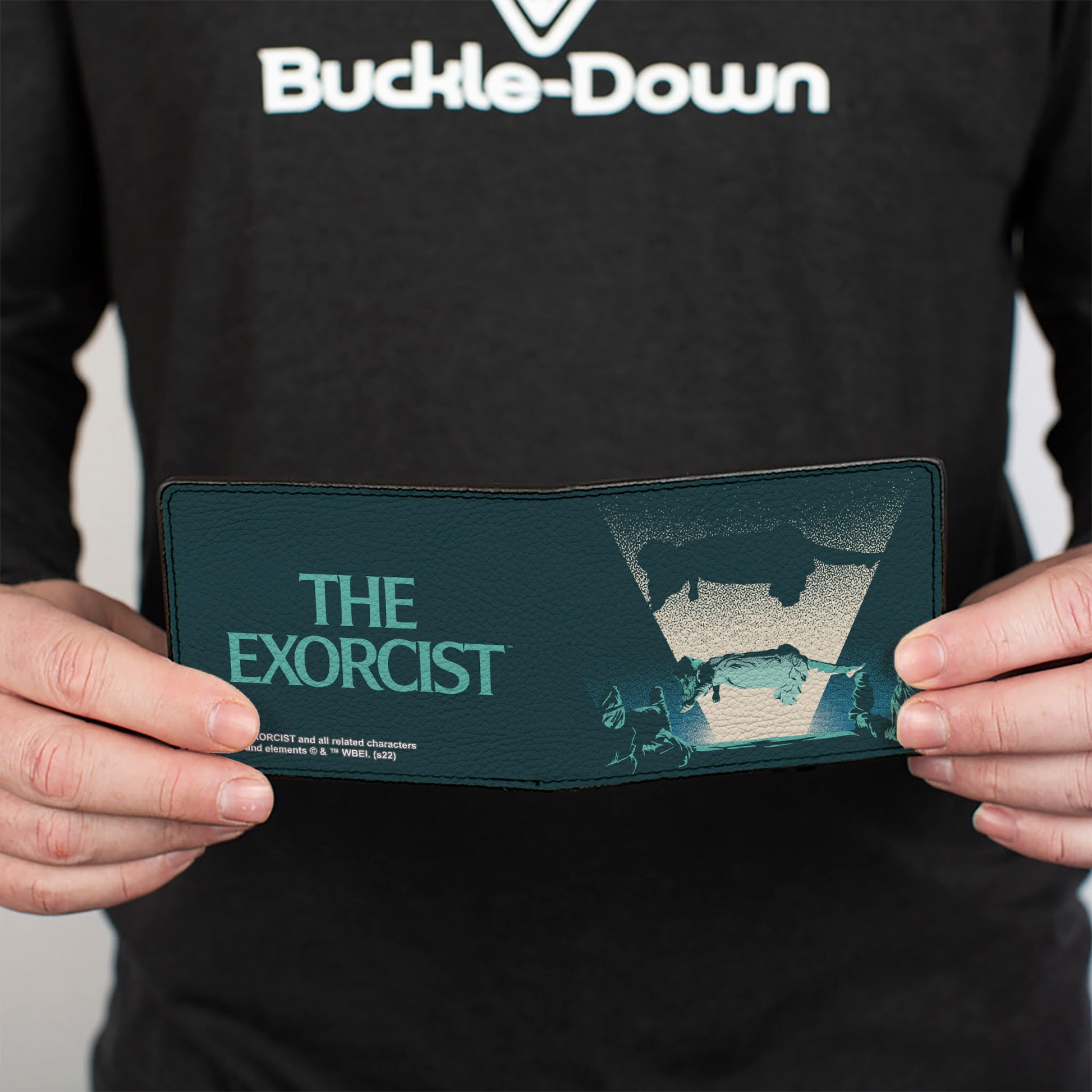 Bi-Fold Wallet - The Exorcist Vintage Regan Levitation Scene Poster + Title Logo Black Greens Bi-Fold Wallets The Exorcist