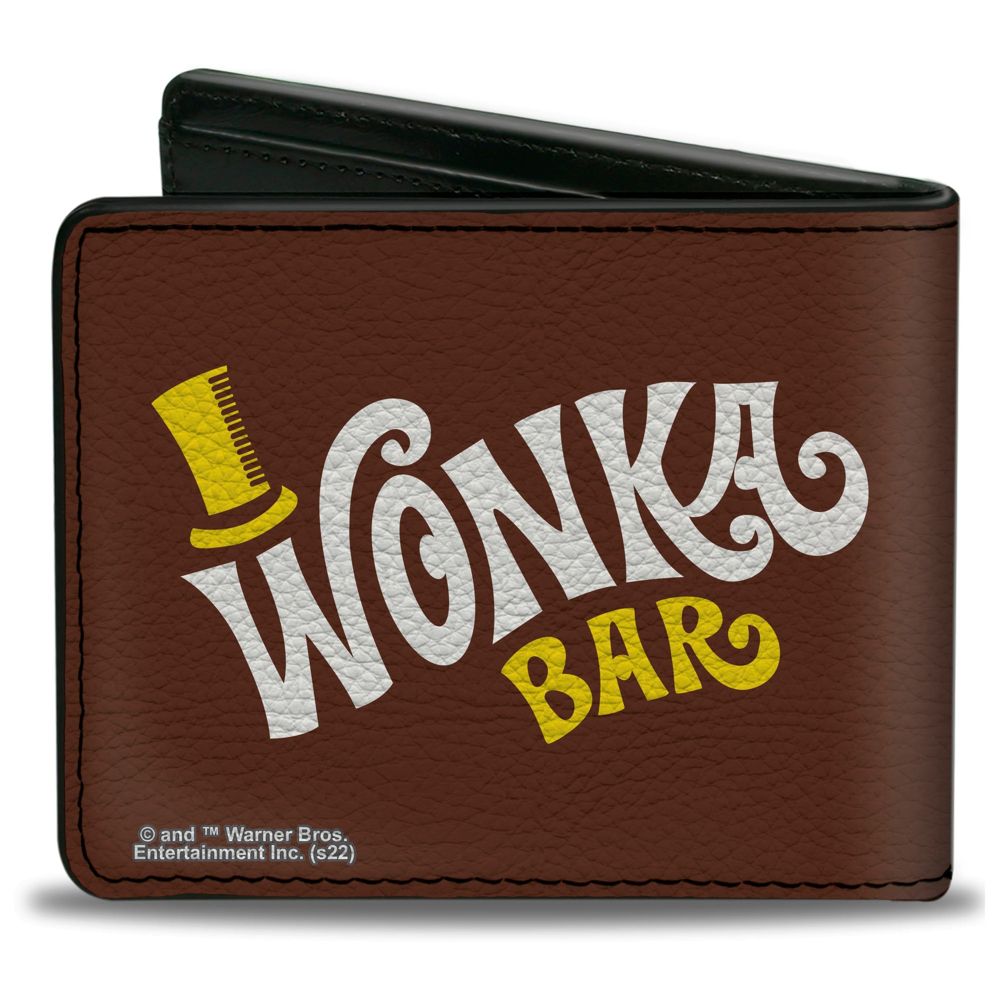 Bi-Fold Wallet - Willy Wonka and the Chocolate Factory WONKA BAR Wrapper Logo Brown Yellow White Bi-Fold Wallets Willy Wonka and the Chocolate Factory