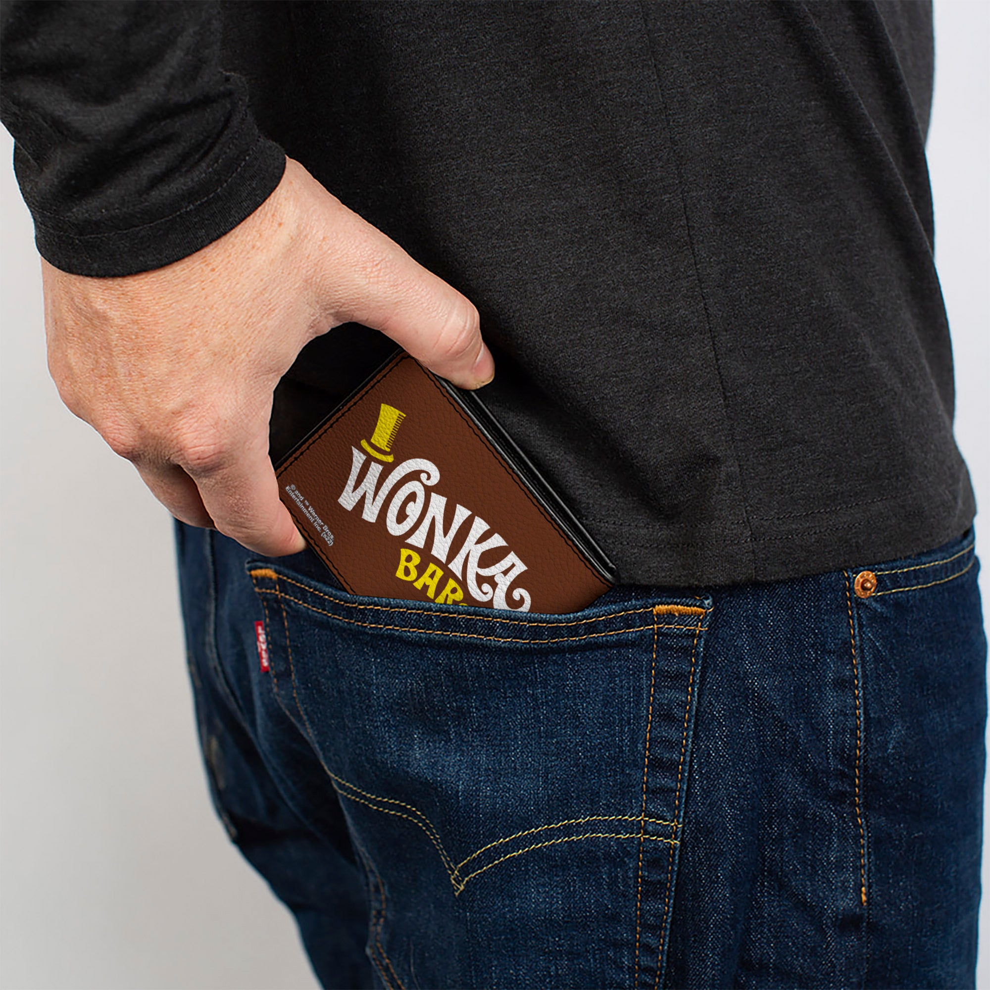 Bi-Fold Wallet - Willy Wonka and the Chocolate Factory WONKA BAR Wrapper Logo Brown Yellow White Bi-Fold Wallets Willy Wonka and the Chocolate Factory