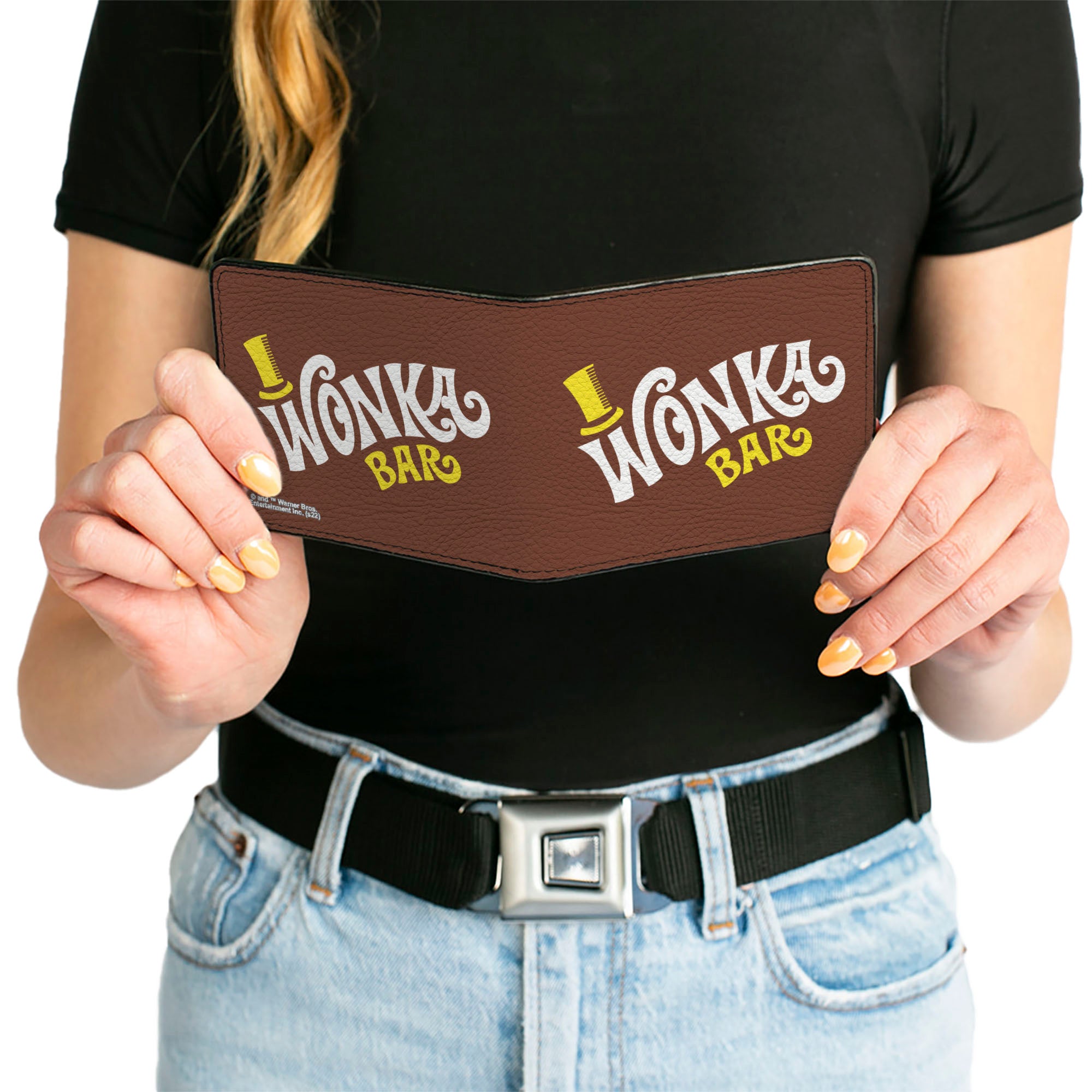 Bi-Fold Wallet - Willy Wonka and the Chocolate Factory WONKA BAR Wrapper Logo Brown Yellow White Bi-Fold Wallets Willy Wonka and the Chocolate Factory