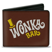 Bi-Fold Wallet - Willy Wonka and the Chocolate Factory WONKA BAR Wrapper Logo Brown Yellow White Bi-Fold Wallets Willy Wonka and the Chocolate Factory