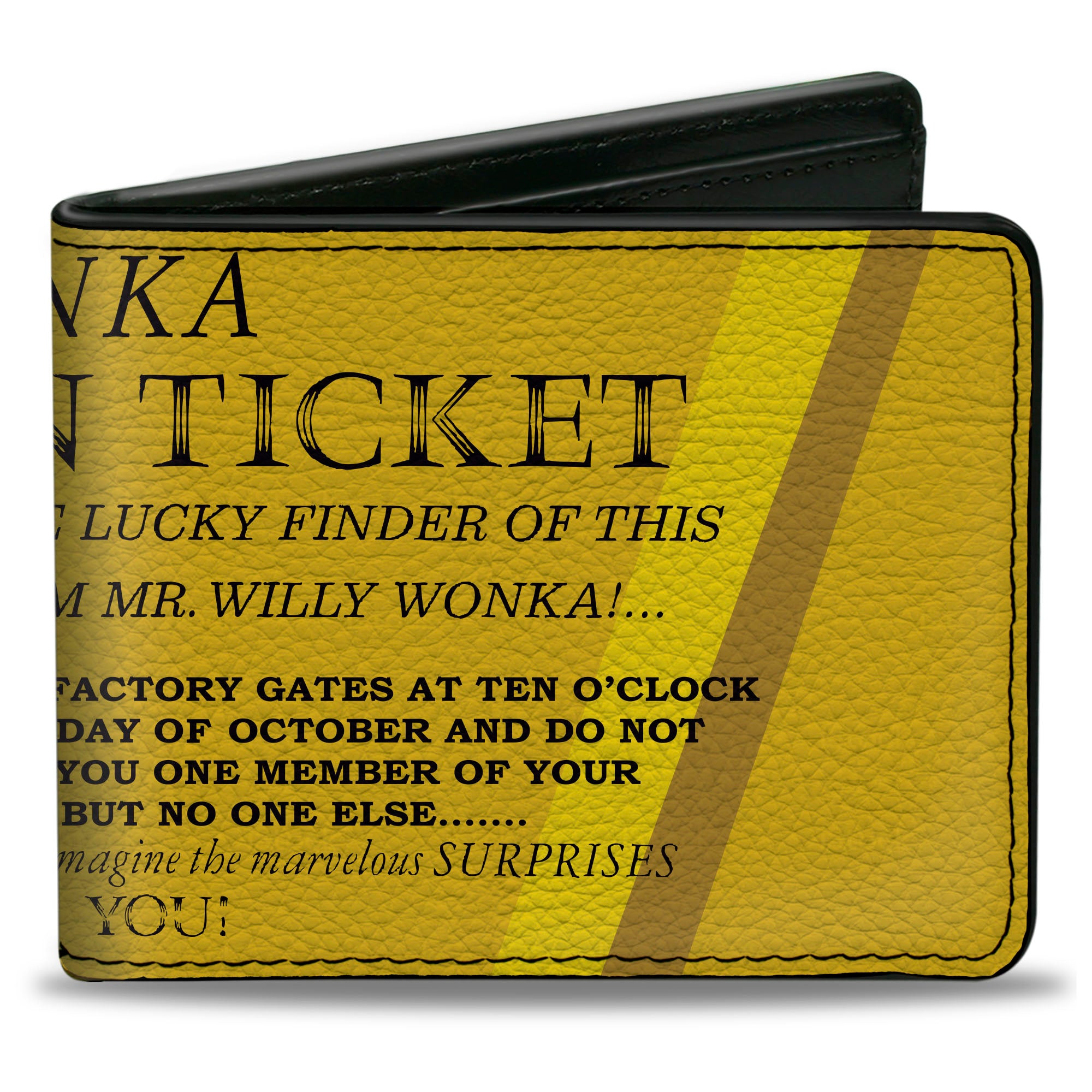 Bi-Fold Wallet - Willy Wonka and the Chocolate Factory Golden Ticket Text Yellows Bi-Fold Wallets Willy Wonka and the Chocolate Factory