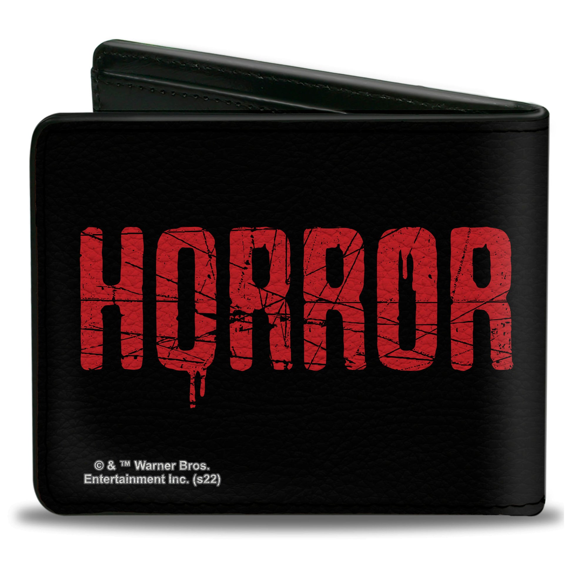 Bi-Fold Wallet - ANNABELLE COMES HOME Face Close-Up + HORROR Text Black/Red Bi-Fold Wallets Annabelle