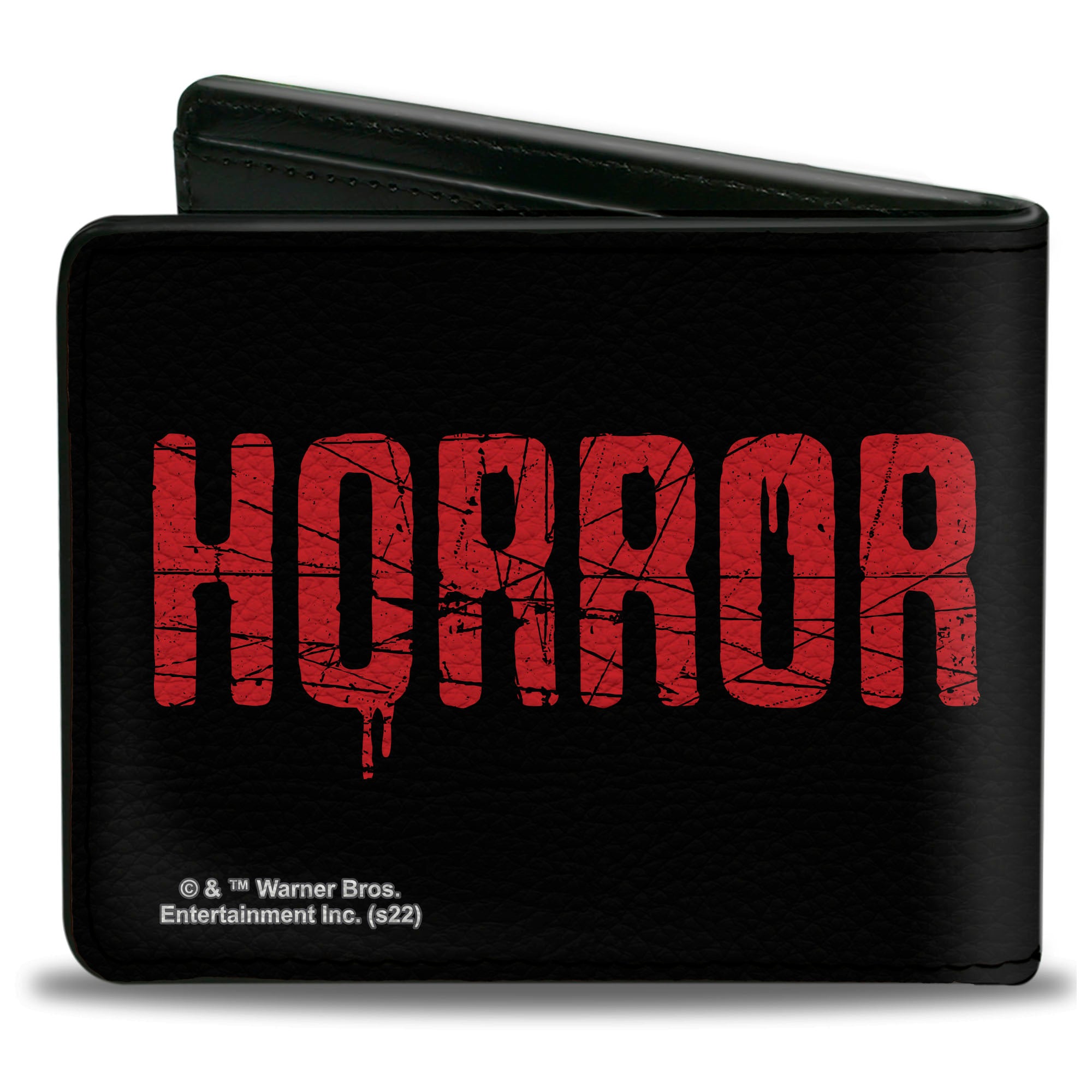 Bi-Fold Wallet - ANNABELLE COMES HOME Face Close-Up + HORROR Text Black/Red Bi-Fold Wallets Annabelle