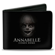 Bi-Fold Wallet - ANNABELLE COMES HOME Face Close-Up + HORROR Text Black/Red Bi-Fold Wallets Annabelle