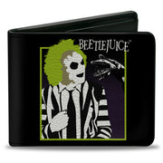 Bi-Fold Wallet - BEETLEJUICE and Sand Worm Pose with Title Logo' Black Bi-Fold Wallets Beetlejuice