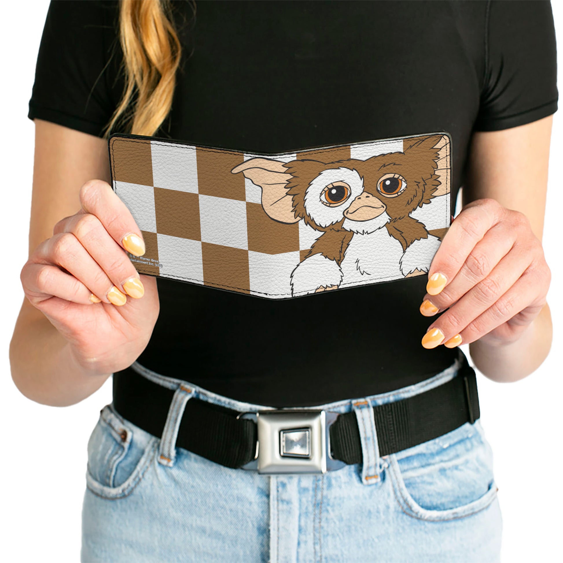 Bi-Fold Wallet - The Gremlins Gizmo Pose Checker Brown/White Bi-Fold Wallets Gremlins