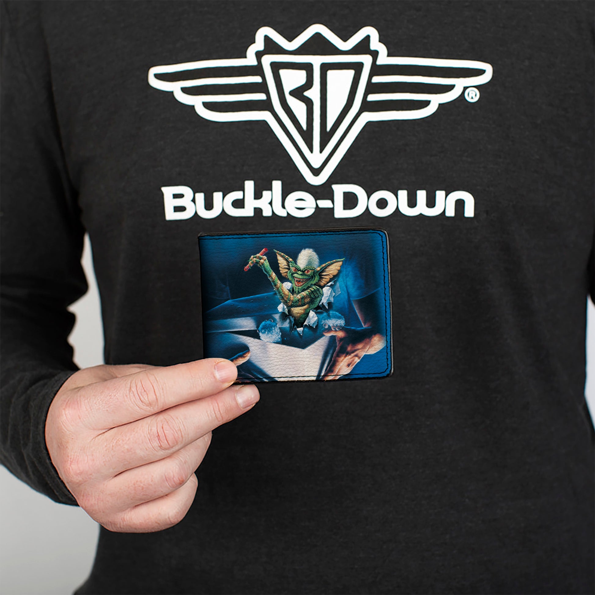 Bi-Fold Wallet - Gremlins Stripe Pose in Box + Logo Black Red Bi-Fold Wallets Gremlins