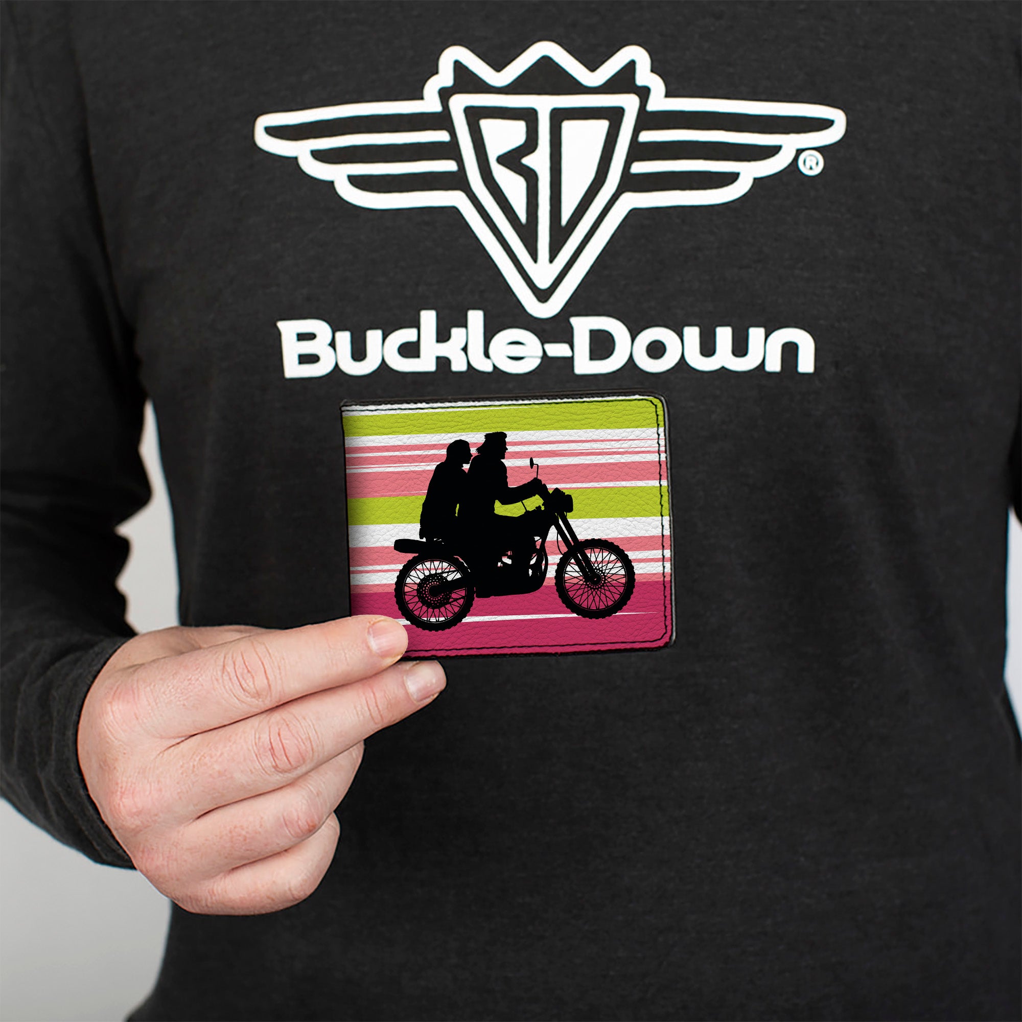 Bi-Fold Wallet - The Lost Boys Motorcycle Ride Silhouette White/Green/Pink Bi-Fold Wallets The Lost Boys