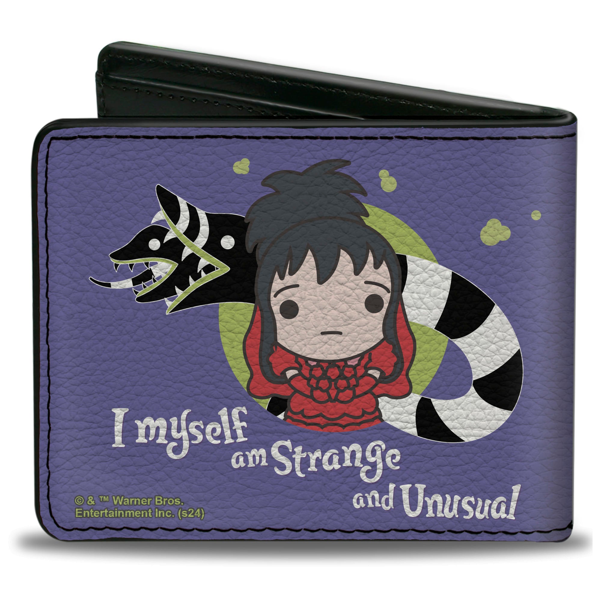 Bi-Fold Wallet - Beetlejuice Chibi Lydia and Sandworm STRANGE AND UNUSUAL Pose Blue Bi-Fold Wallets Beetlejuice