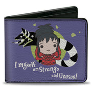 Bi-Fold Wallet - Beetlejuice Chibi Lydia and Sandworm STRANGE AND UNUSUAL Pose Blue Bi-Fold Wallets Beetlejuice