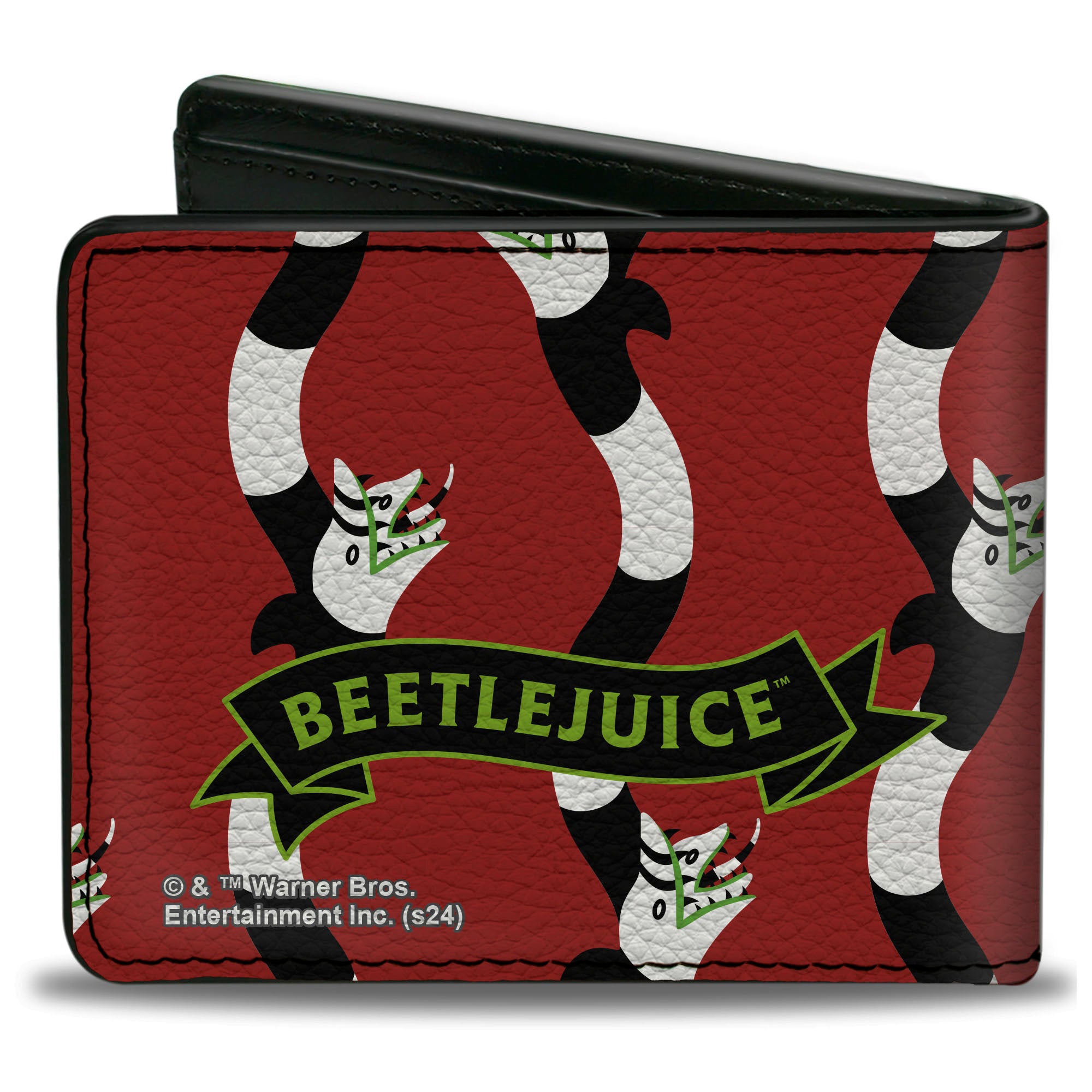 Bi-Fold Wallet - BEETLEJUICE Banner Sandworm Stripe Bed/Black/White Bi-Fold Wallets Beetlejuice