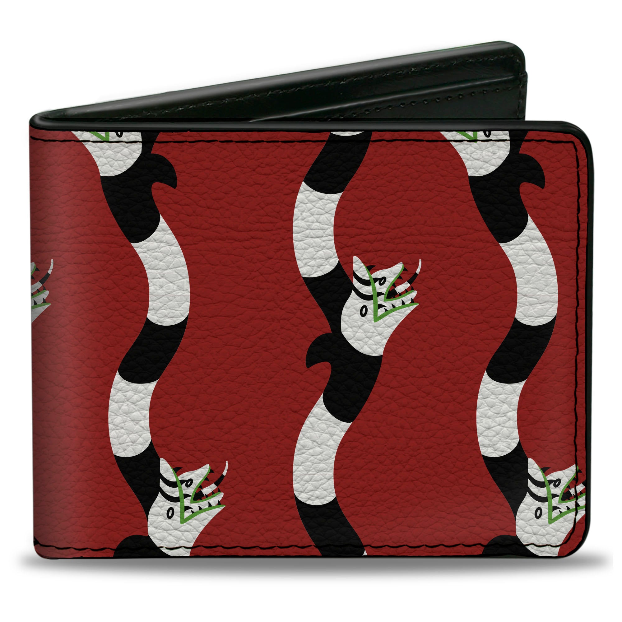 Bi-Fold Wallet - BEETLEJUICE Banner Sandworm Stripe Bed/Black/White Bi-Fold Wallets Beetlejuice